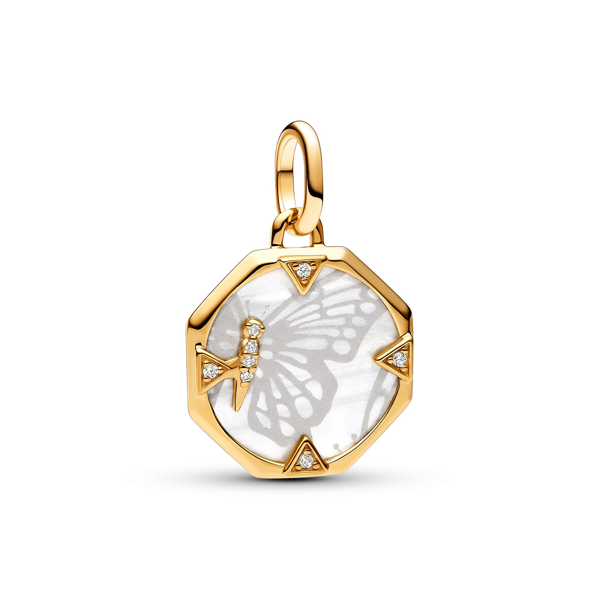 Pandora Charm-Einhänger PANDORA ME Medaillon Schmetterling vergoldet 763366C01