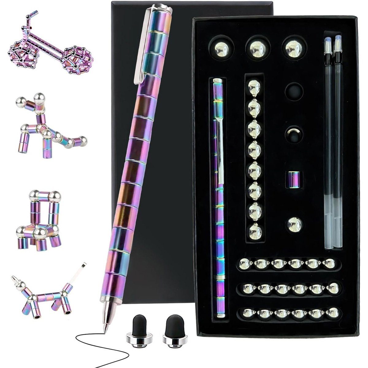 götäzer Filzstift Magnetischer Stressabbau-Stift: Multifunktional und verformbar., Geschenk für Teenager, magnetische Erfindung, Stressabbau Spielzeug Farbe