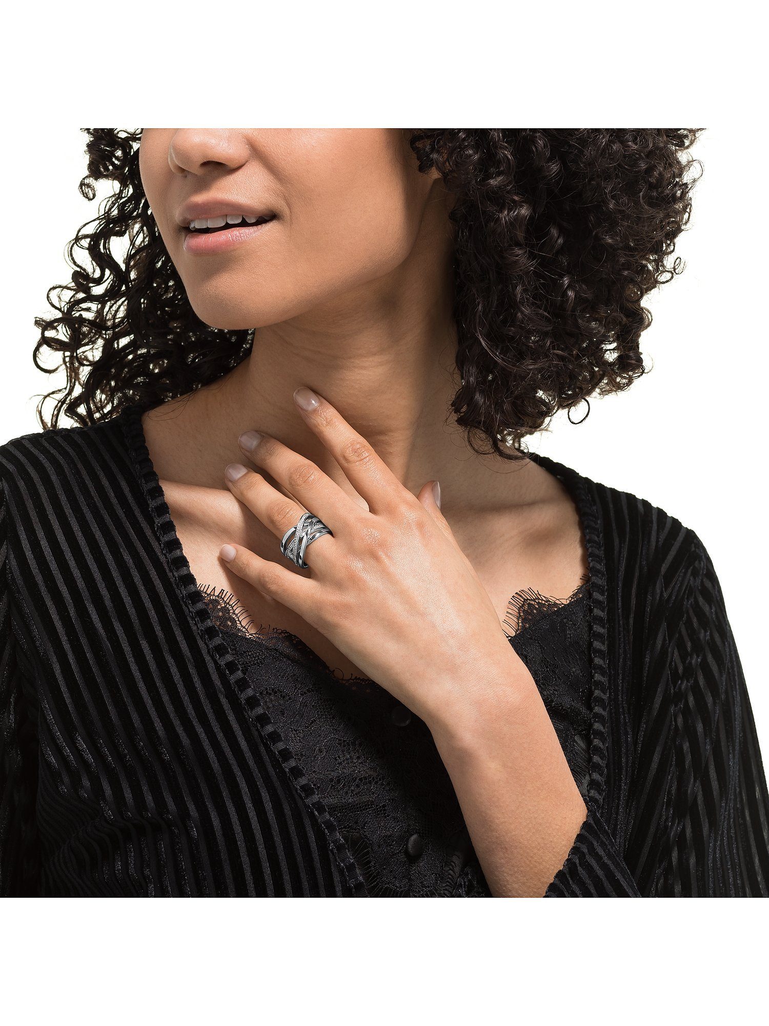 JETTE Silberring JETTE Damen-Damenring 50 Zirkonia, Zirkonia