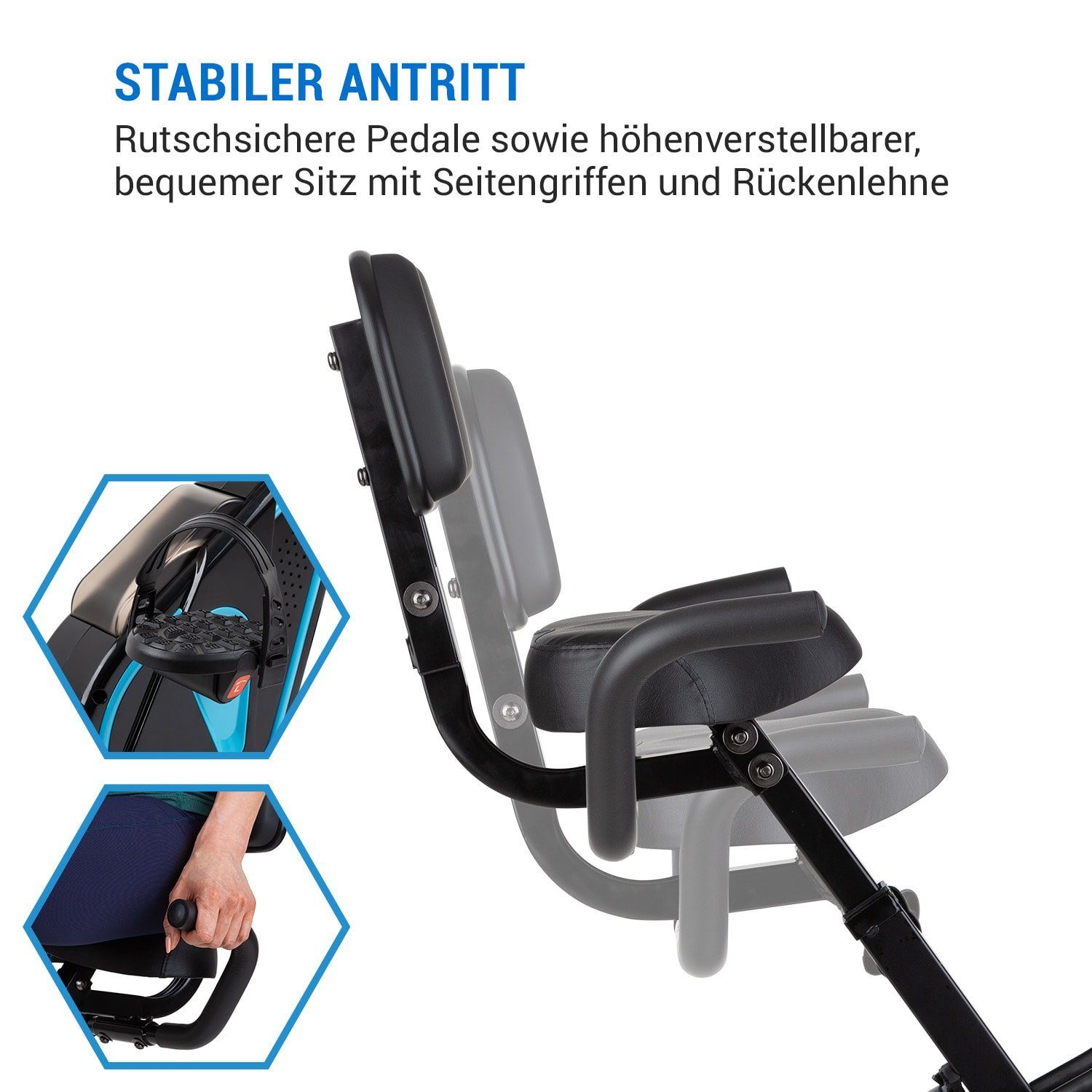 Capital Sports Fahrradtrainer Azura Full Body Comfort Heimtrainer Hand Bike 7,5 kg Schwungmasse Riemenantrieb (Trainingscomputer mit LCD-Display), Standfahrrad Heimtrainer Hometrainer Fahrrad klappbar Cardio Trainingsgerät Ausdauertraining Fitness Fahrrad