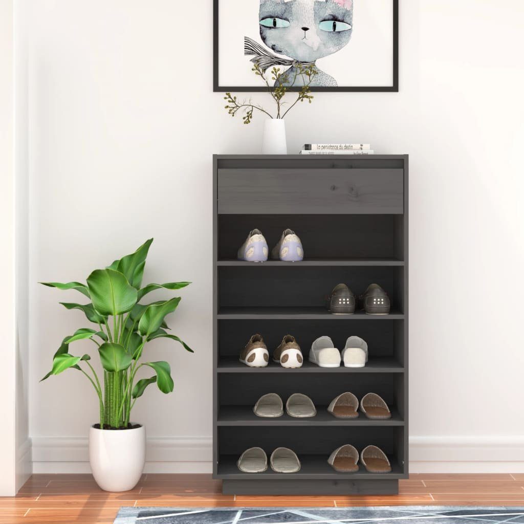 vidaXL Schuhregal Schuhregal Grau 60x34x105 cm Massivholz Kiefer, 1tlg.
