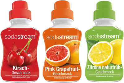 SodaStream Getränke-Sirup, 3 Stück, 1x SST Kirsche, 1x SST Pink Grapefruit und 1x SST-Zitrone-Naturtrüb Getränkesirup je 375ml für je 9L Fertiggetränk