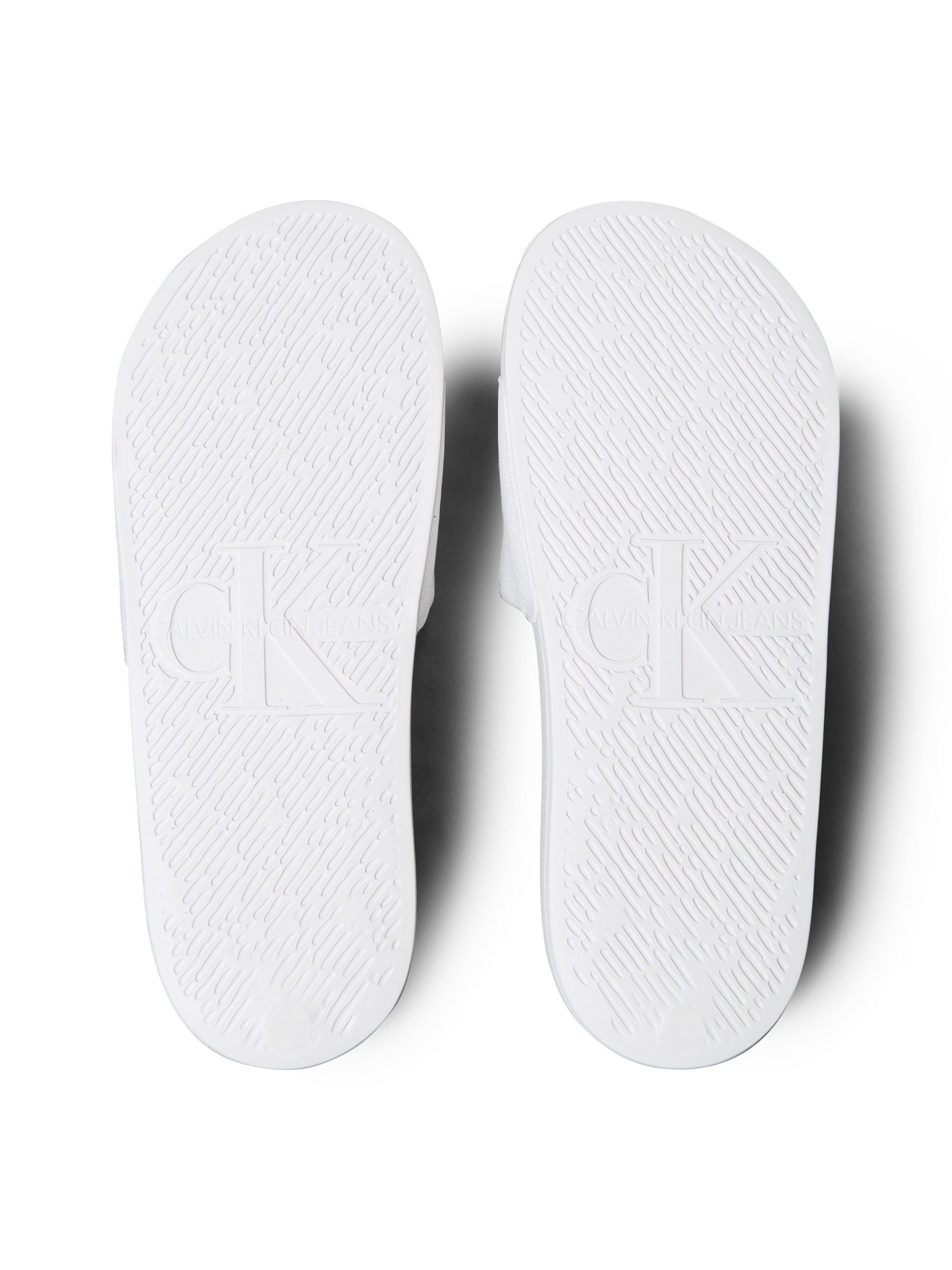 Calvin Klein Jeans SLIDE MONOGRAM WN LOGO CK Badepantolette Strandschuh, Pool Slides, Badeschuh, Flat mit Logo