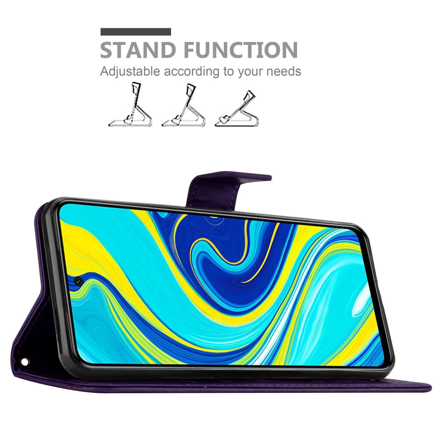 Cadorabo Handyhülle für Xiaomi Mi NOTE 10 LITE Hülle Xiaomi Mi NOTE 10 LITE, Hülle Schutzhülle Blumen Flower mit Standfunktion Kartenfach Magnet