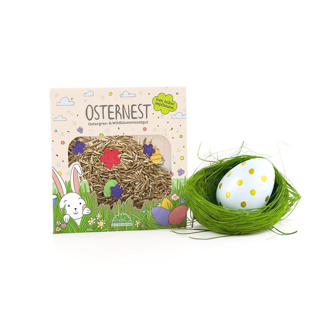 Osternest Ostergras-Konfetti, Saatgut für Ostergras mit bunten Saatpapier-Hasen