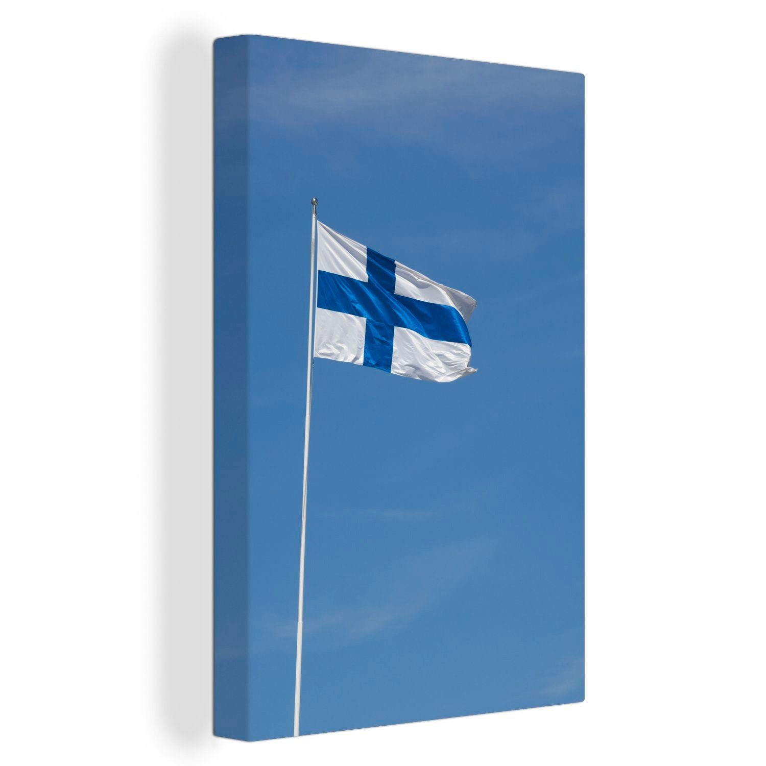 OneMillionCanvasses® Leinwandbild Die Flagge (1 Himmel, 20x30 blauem Finnland bespannt inkl. Gemälde, St), cm mit fertig von Zackenaufhänger, Leinwandbild