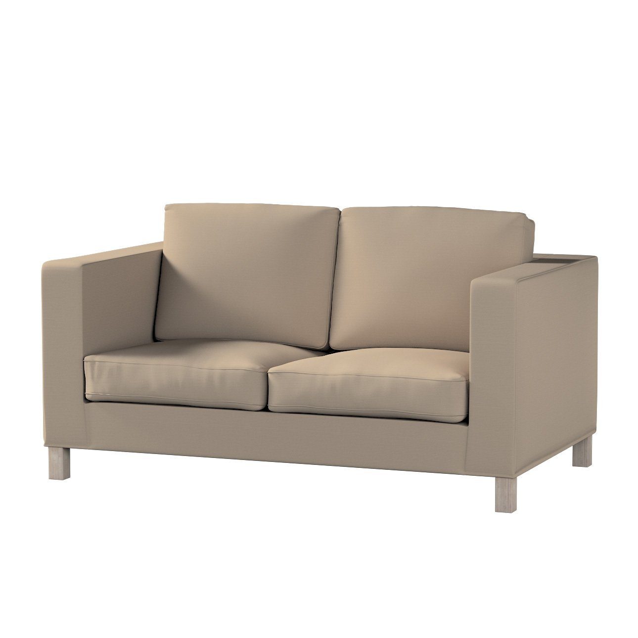 Sofahusse Karlanda 2-Sitzer Sofa nicht ausklappbar kurz, Cotton Panama, Dekoria grau-braun | Sofahussen