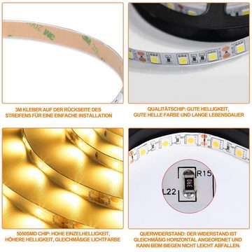 Clanmacy LED Stripe 1-10m LED Streifen set,RGB LED Stripe 5050SMD,LED Strip 30/60LEDs,LED Nicht Wasserdicht(IP20),mit 24/44 Tasten Fernbedienung, 30-flammig