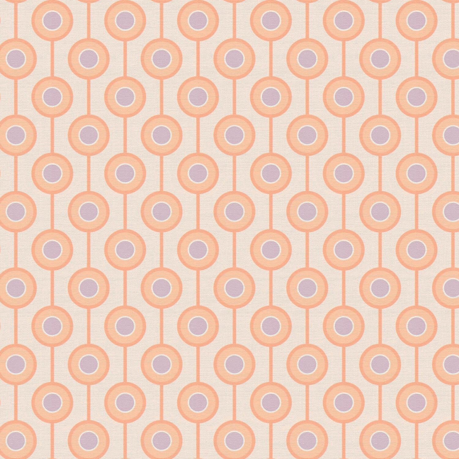 Profhome Vliestapete 395375-GU Retro Tapete geometrisch matt beige pastell-orange flieder, geprägt, (1 Rolle, 4,51 qm), heißgeprägte Vliestapete, altrosa