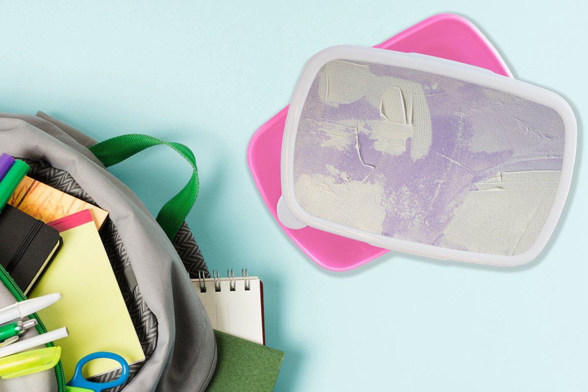 (2-tlg), - Brotdose Kinder, MuchoWow Malerei für Lunchbox Erwachsene, rosa Kunststoff, Brotbox Abstrakt Snackbox, - Mädchen, Kunststoff Design,