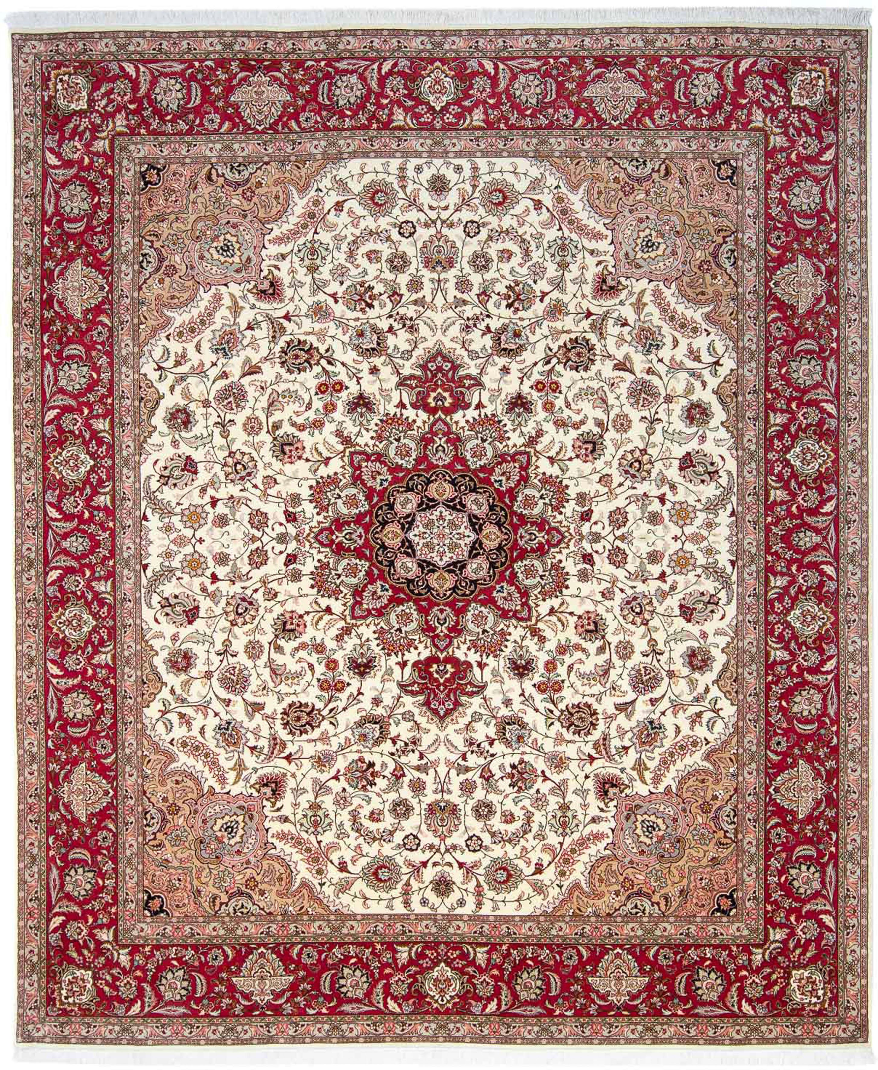 Orientteppich Perser Zertifikat x 250 - rot, Höhe: Handgeknüpft, mm, 7 morgenland, mit 300 cm - - Einzelstück Täbriz rechteckig, Royal Wohnzimmer, 