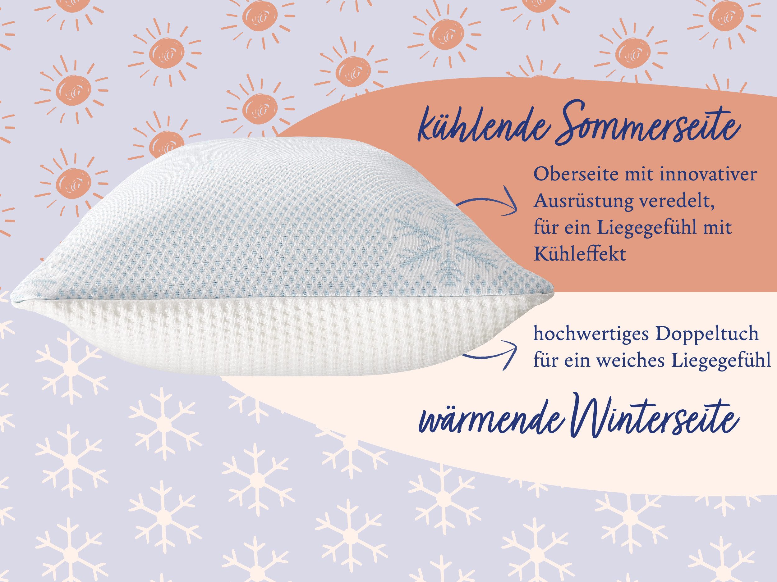 Nightlife Kopfkissen Nightlife Wendekopfkissen mit Kühleffekt für jede Jahreszeit, Füllung: viskoelatische Schaumstäbchen, Seitenschläfer, Bauchschläfer, Rückenschläfer, Wendekissen mit mit druckentlastendem Viskoschaum