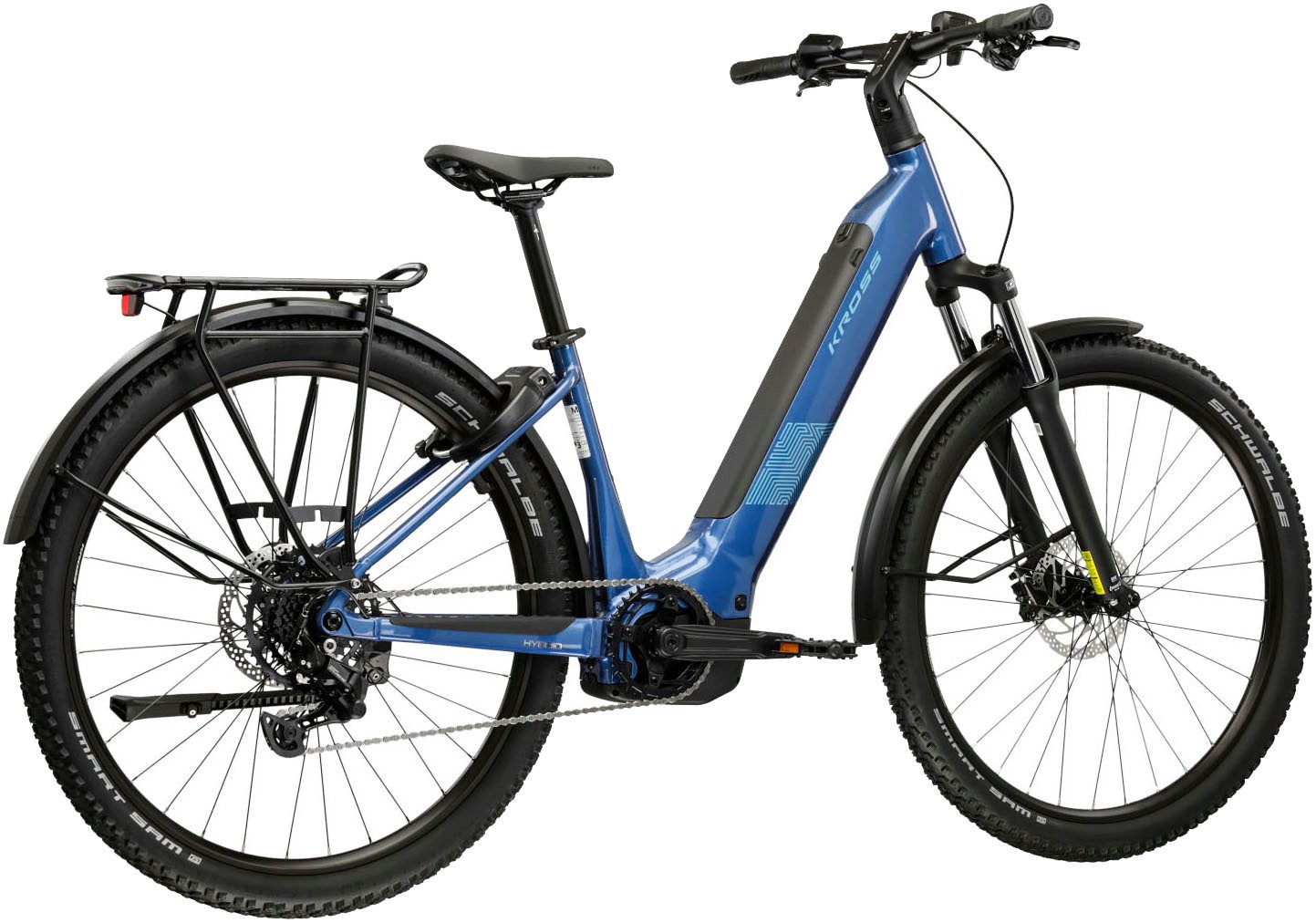 Kross E-Bike ATB Influx Hybrid SUV 2.0 16,7Ah / BOSCH 600 Wh 29" blau 9 Gänge 2026, 9 Gang Shimano CUES U4000 Schaltwerk, Kettenschaltung, Mittelmotor, 600 Wh, BOSCH PERFORMANCE LINE PX 36 V/250 W, Mittelmotor