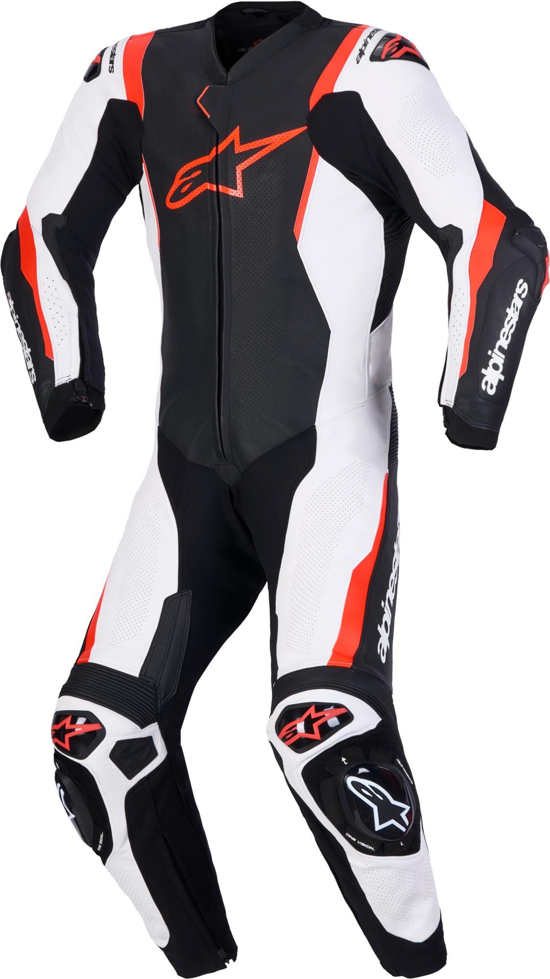 Alpinestars Motorradkombi Missile V3 1-Teiler Motorrad Lederkombi Airbag vorbereitet,Ellenbogenprotektoren enthalten,Hüftprotektore