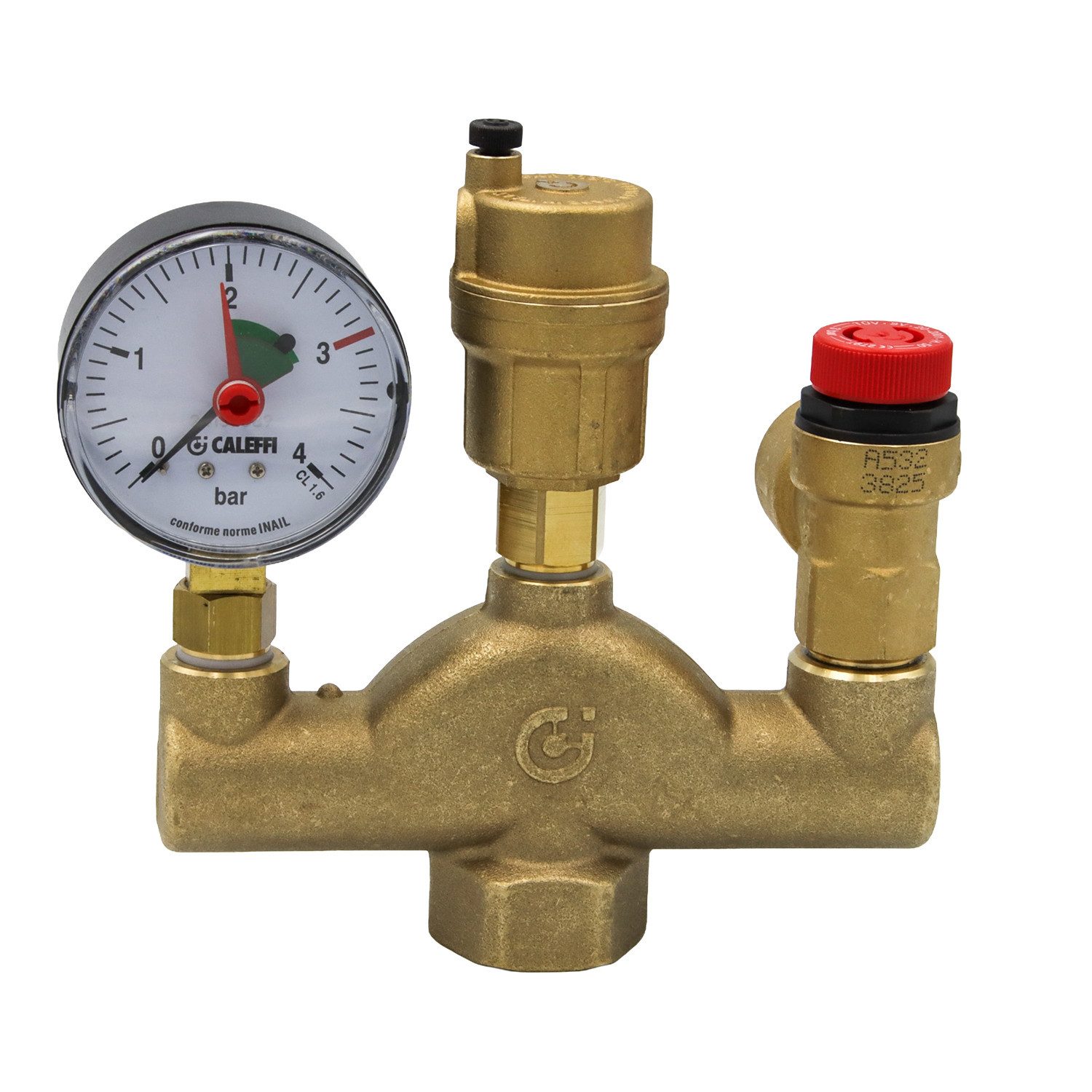 Caleffi Wasser-Druckminderer Kesselsicherheitsgruppe bis 50kW mit Isolierung für Heizungsanlage