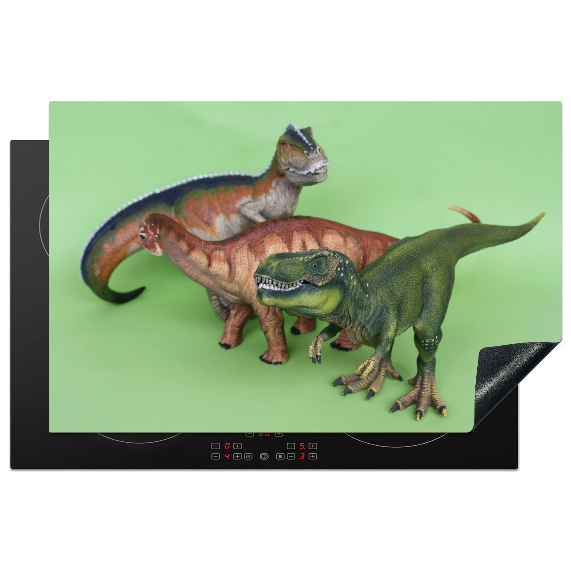 Induktionskochfeld (1 Spielzeug - die Ceranfeldabdeckung tlg), Dinosaurier Grün, Schutz MuchoWow - cm, Herdblende-/Abdeckplatte 81x52 für küche, Dino Vinyl,