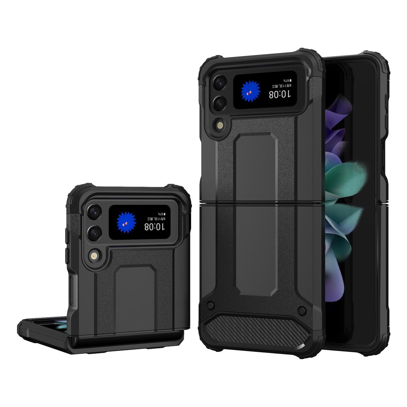 cofi1453 Bumper Hybrid Armor Case Tough Rugged Cover für Samsung Galaxy Z Flip 3