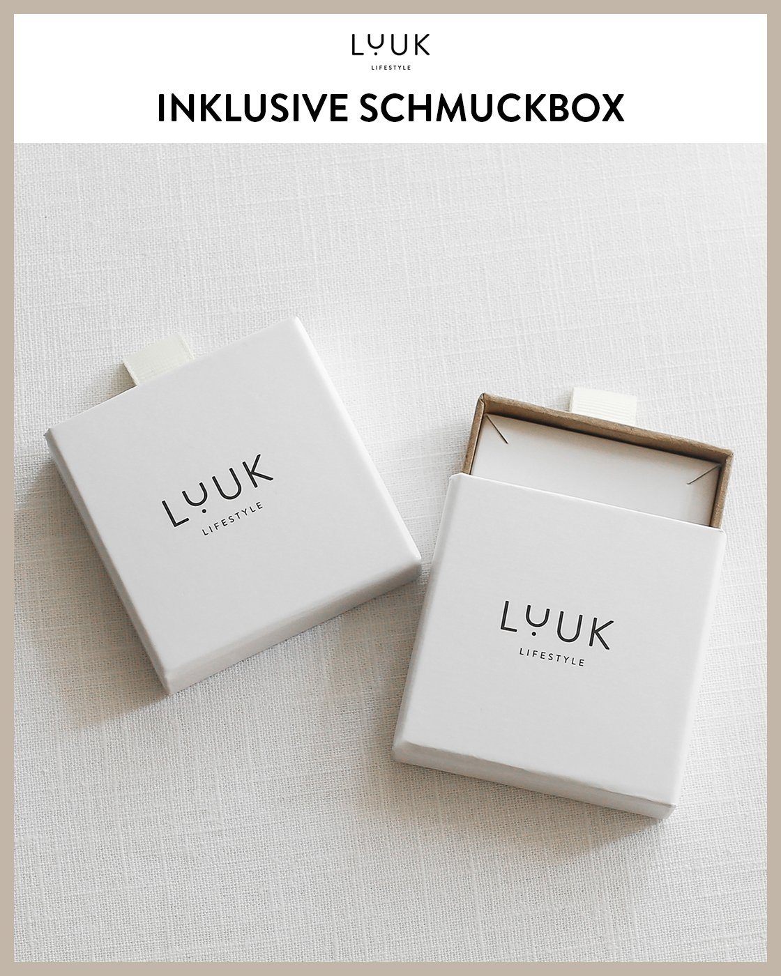 LIFESTYLE hautverträglich, Ohrstecker alltagstauglich, wasserfest Silber Viereck, Design, Paar schöner modernes Schmuckbox LUUK inklusive &