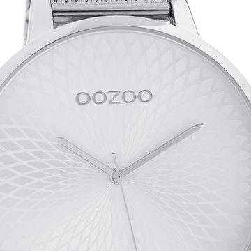 OOZOO Quarzuhr Oozoo Unisex Armbanduhr Timepieces Analog, Damen, Herrenuhr rund, extra groß (48mm) Metallarmband silber, Fashion