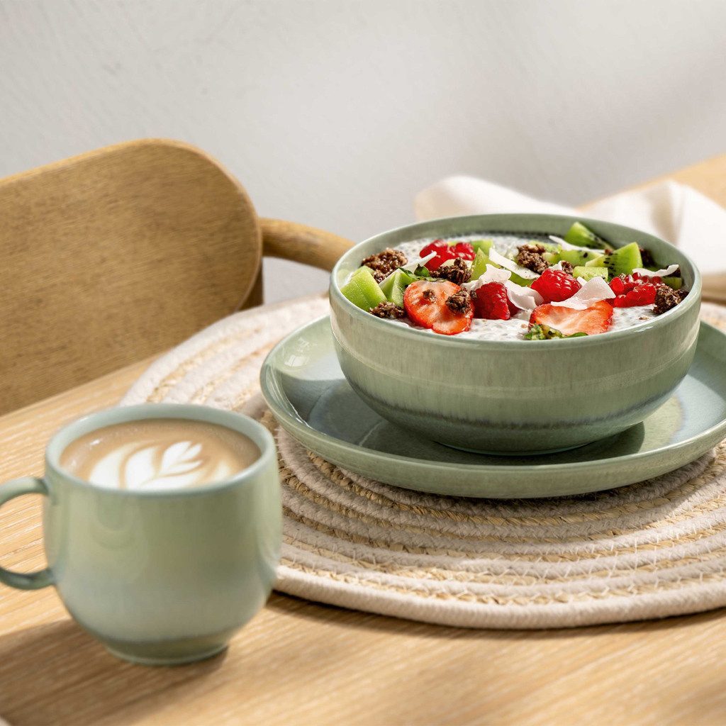 like. by Villeroy & Boch Frühstücksteller Perlemor Alga Frühstücks-/Dessertteller 20x20x3cm, (1 St), Premium Porcelain, mikrow.- & spülm.sicher, Made in Germany