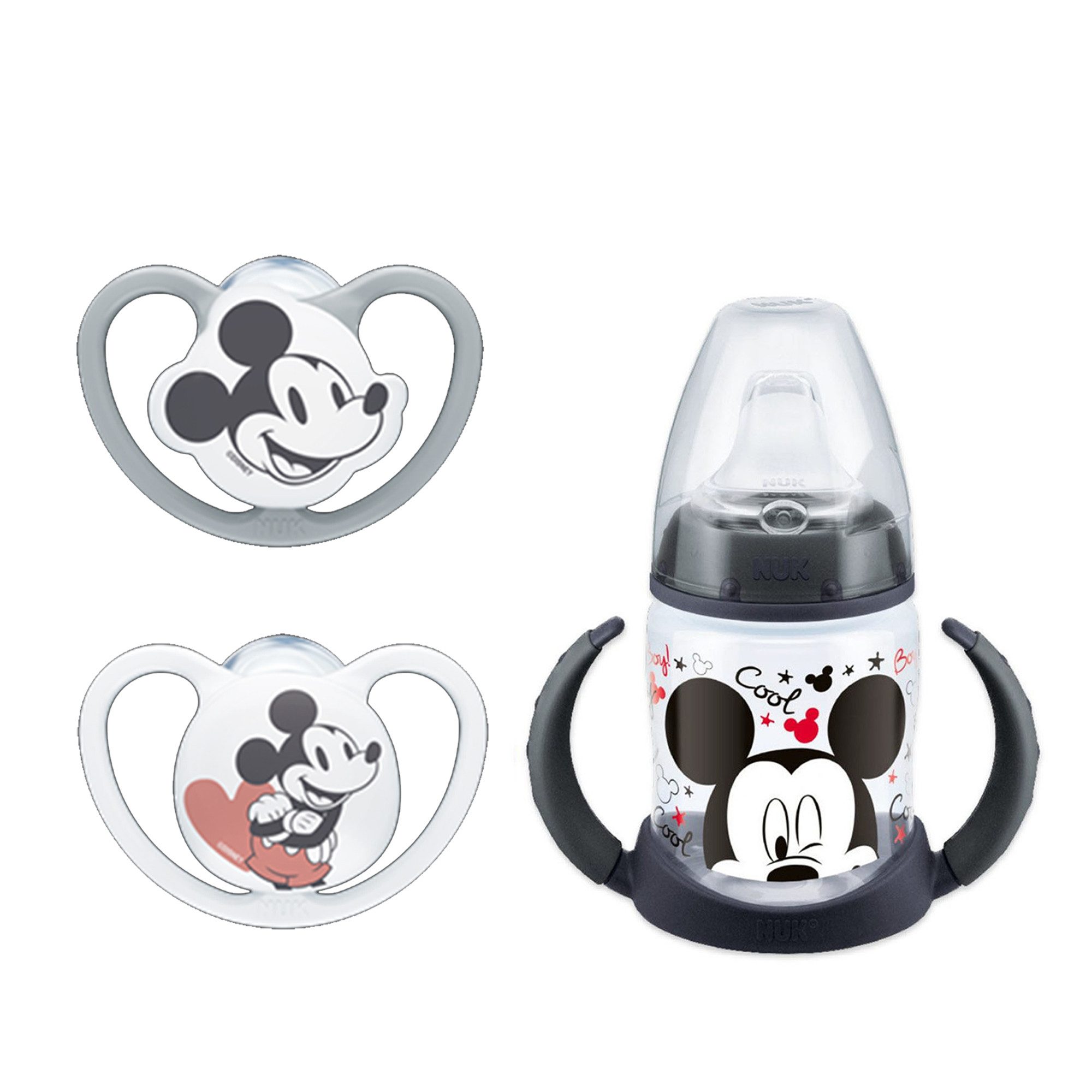 Babyflasche NUK baby Trinklernbecher mit Schnuller 6-18M set Mickey Schwarz