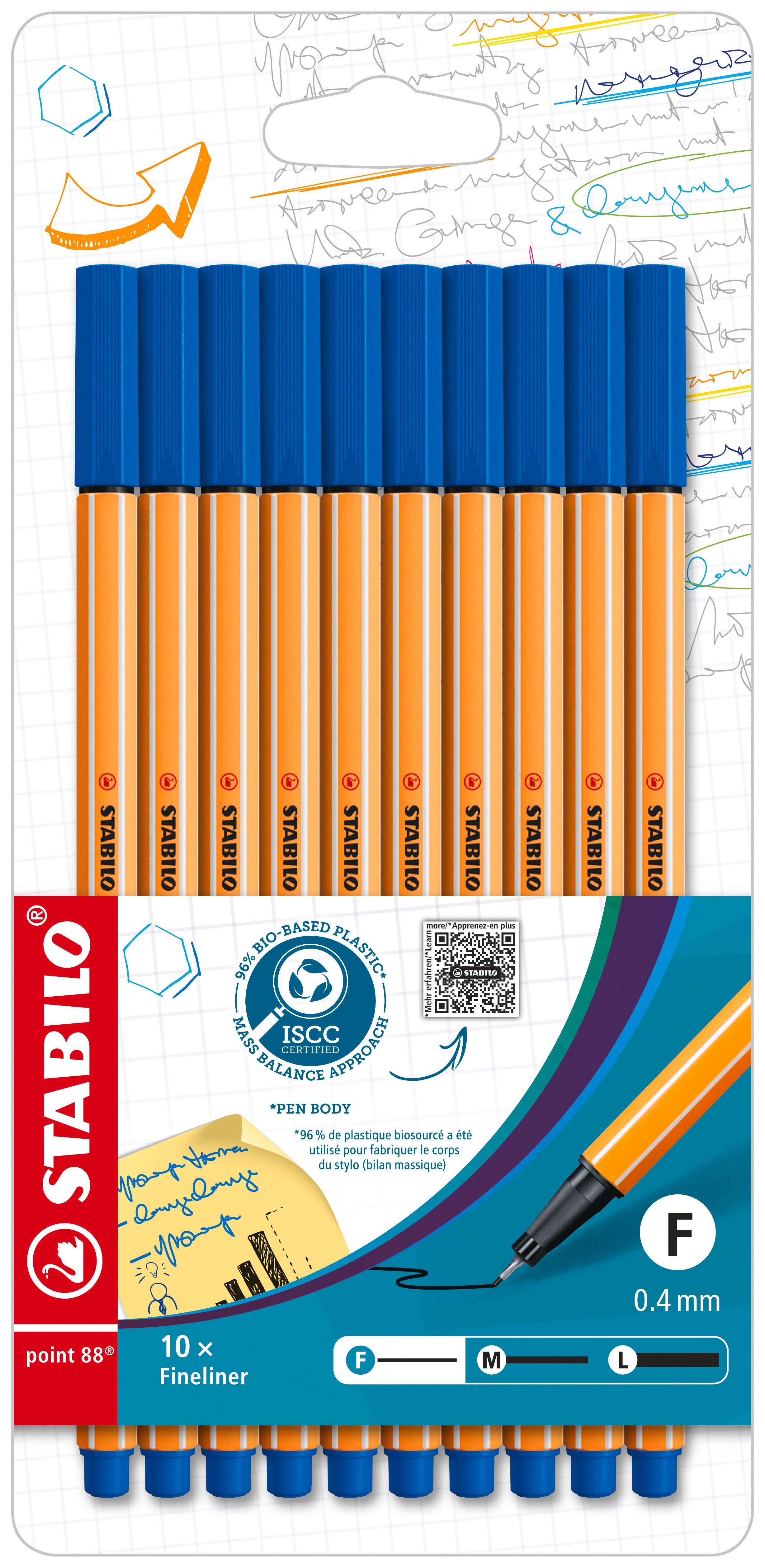 STABILO Fineliner STABILO point 88 Fineliner - 0,4 mm - 10er Set - blau