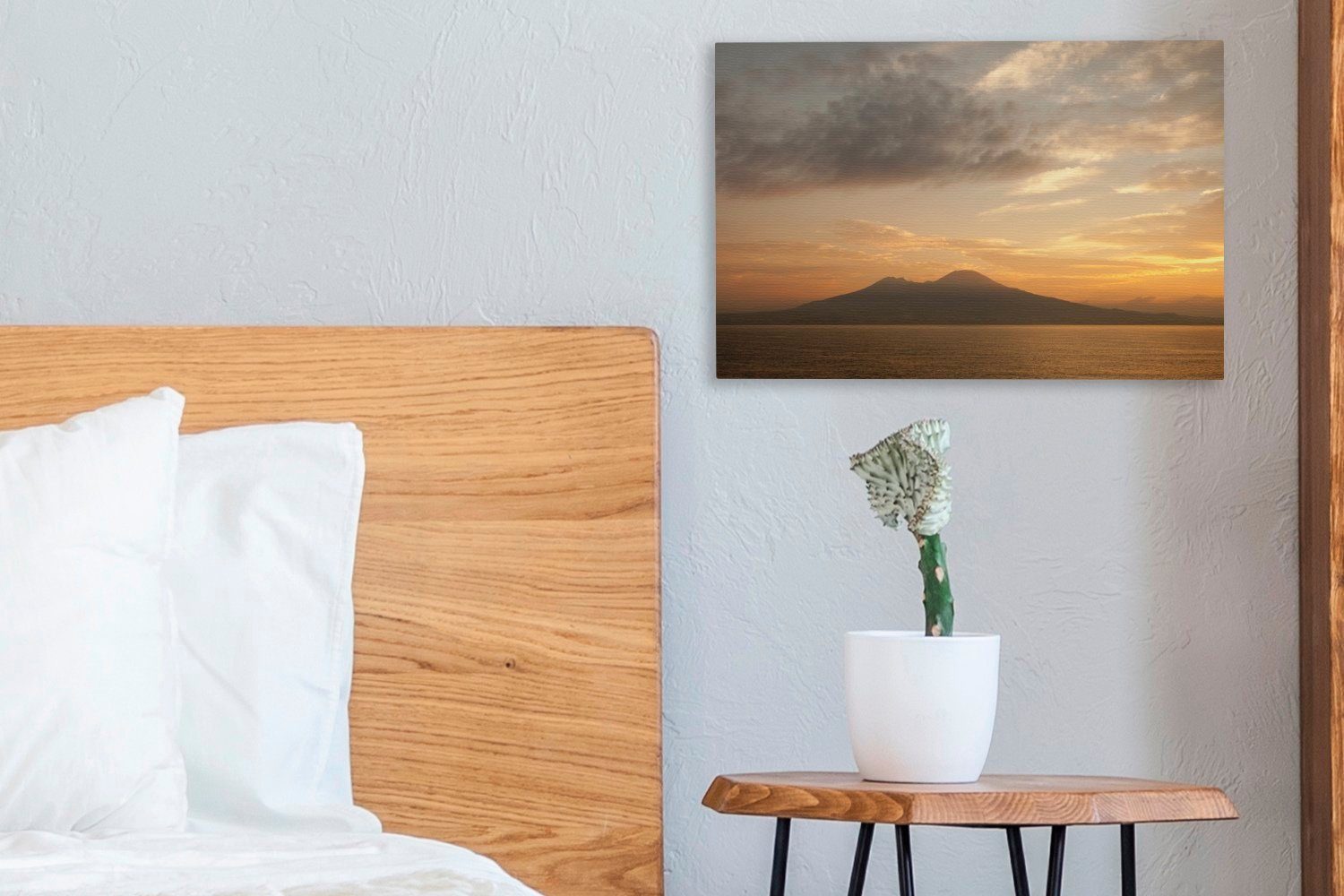 OneMillionCanvasses® (1 30x20 Sonnenuntergang Leinwandbilder, Leinwandbild Wanddeko, Aufhängefertig, Wandbild von Nähe in der Pompeji, bei cm Vesuv St),