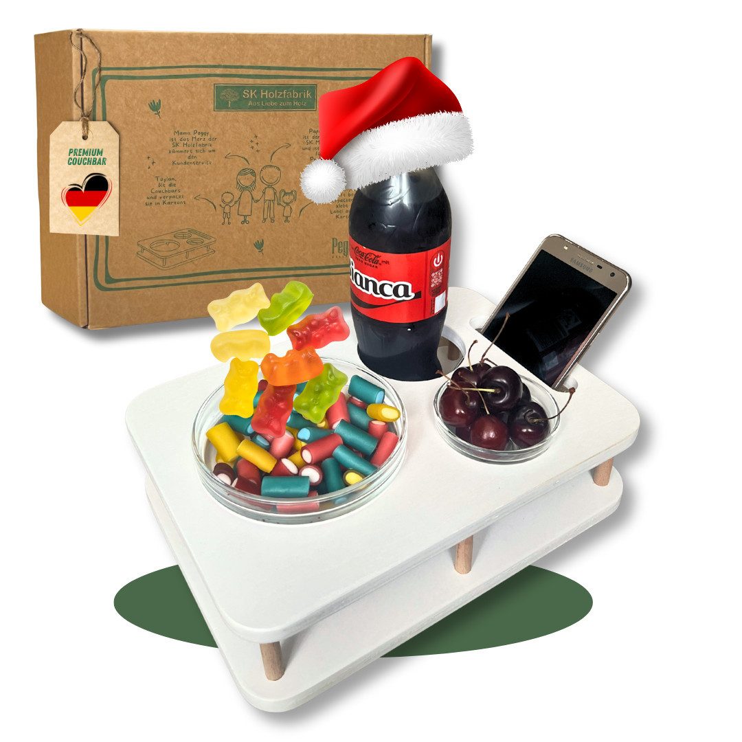 PEGSEN Tablett Couchbar Snackbar YOLO mit 2 Glasschalen Snacktablett, praktisch & stabil