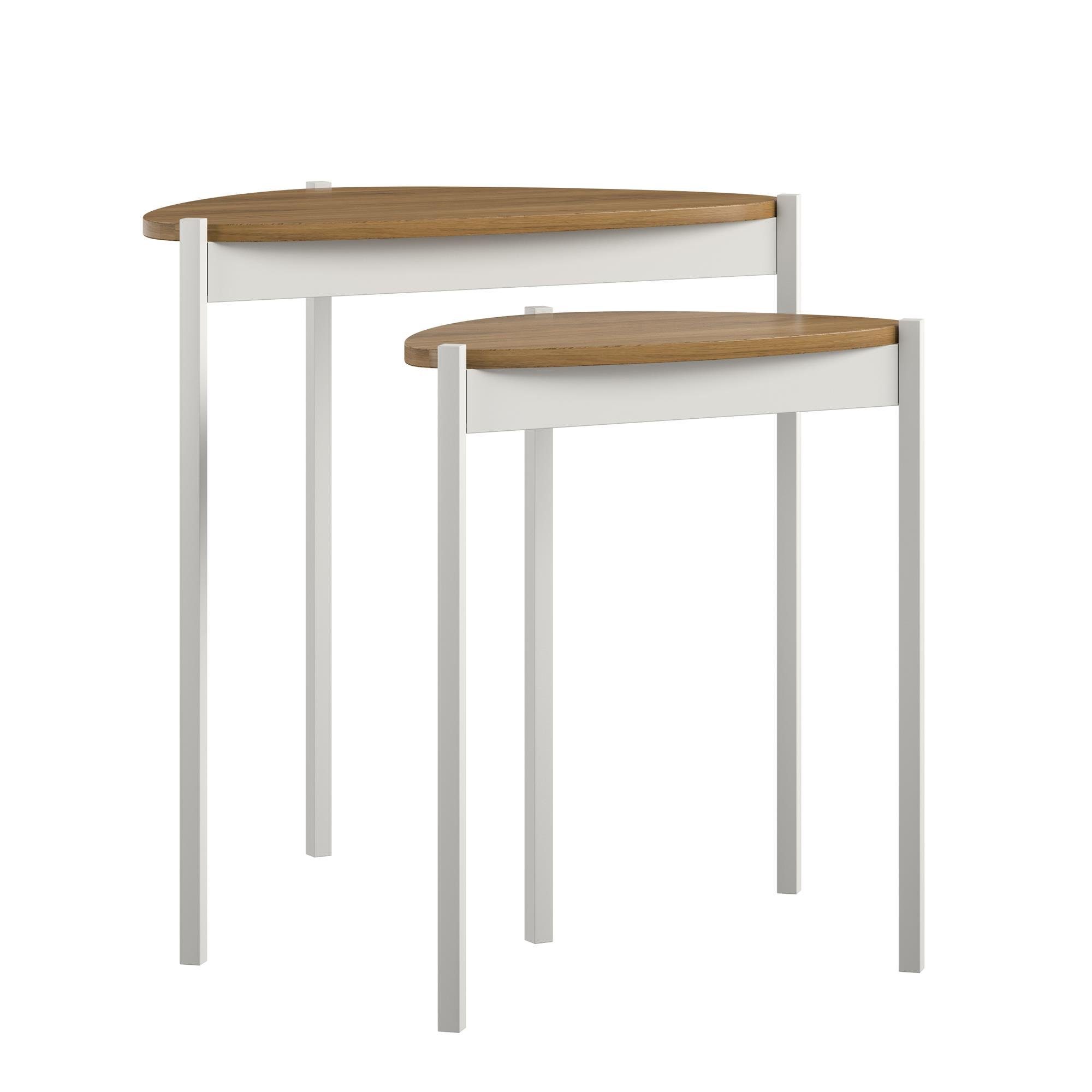 loft24 Satztisch Tallulah (2-St), Beistelltisch, Wohnzimmertisch Set, Metallgestell, Walnuss Optik