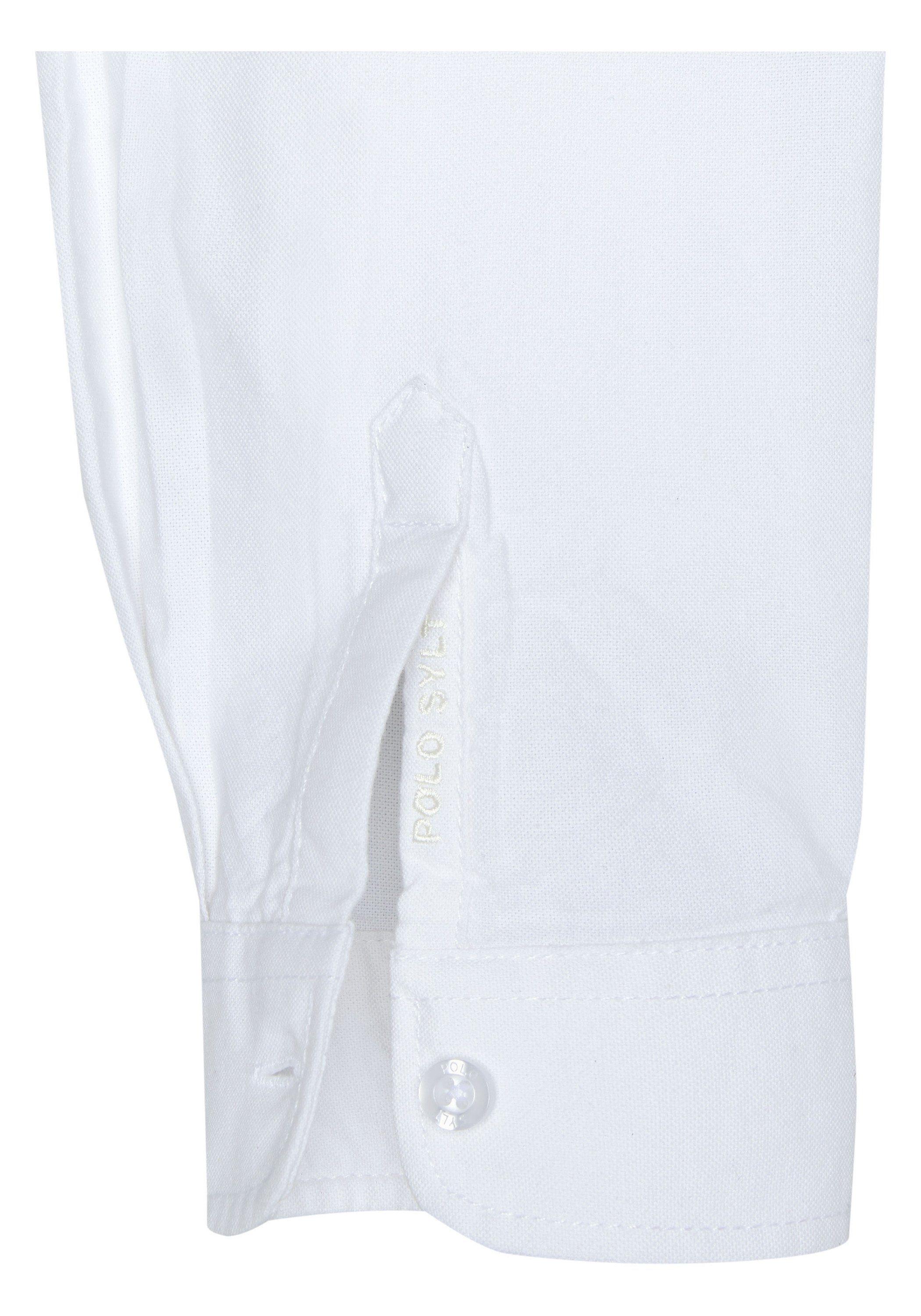 Sylt Langarmhemd Qualität Oxford aus Polo weiß