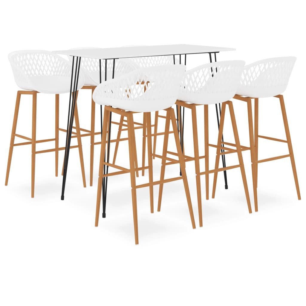 vidaXL Essgruppe 7-tlg. Bar-Set Weiß, (6-tlg)