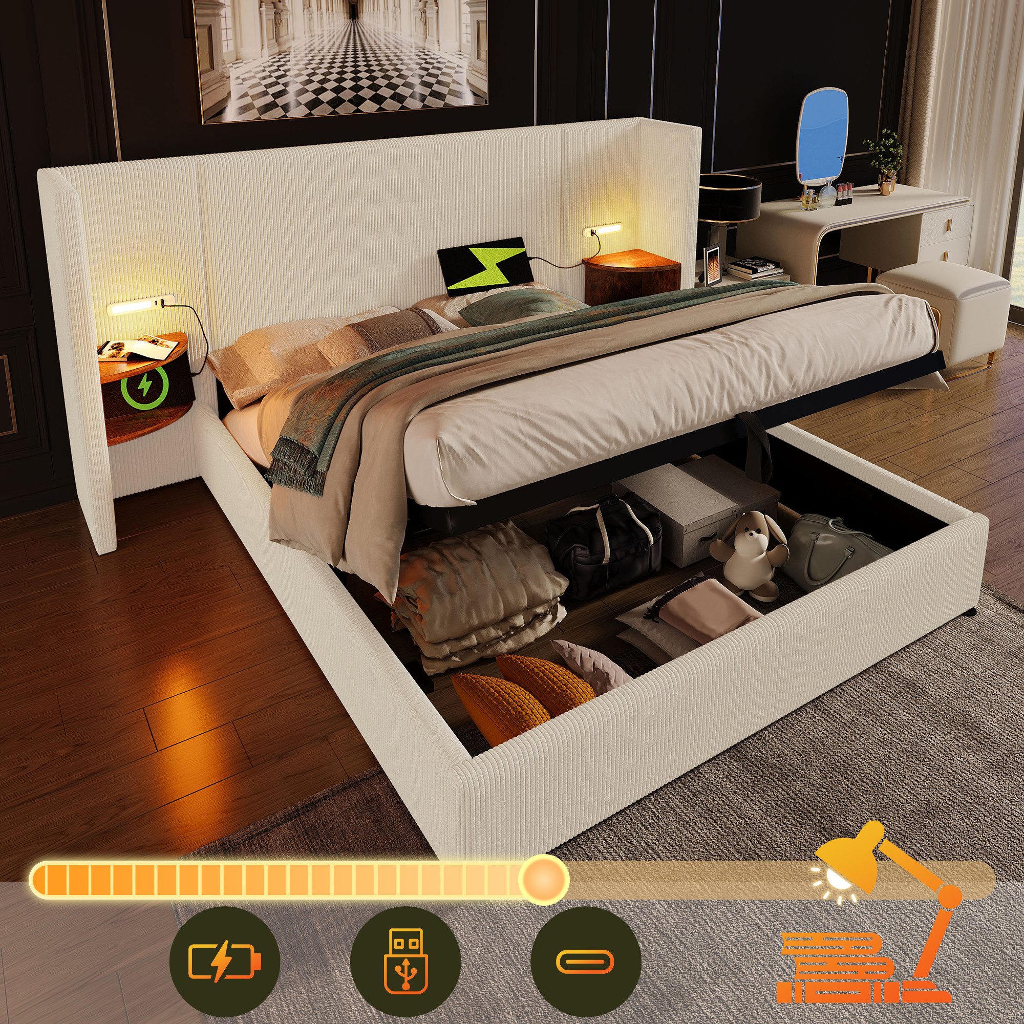 STILVORA Polsterbett Bettgestell 180×200 Doppelbett mit günstig online kaufen