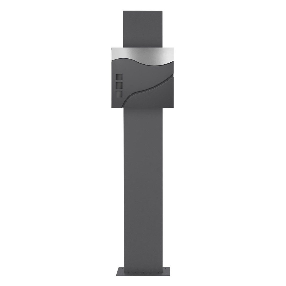 ML-DESIGN Standbriefkasten Briefkasten Postkasten mit Zeitungsfach, inkl. Standfuß, Briefkastenanlage mit Ständer Anthrazit 170cm Mailbox mit Pfosten