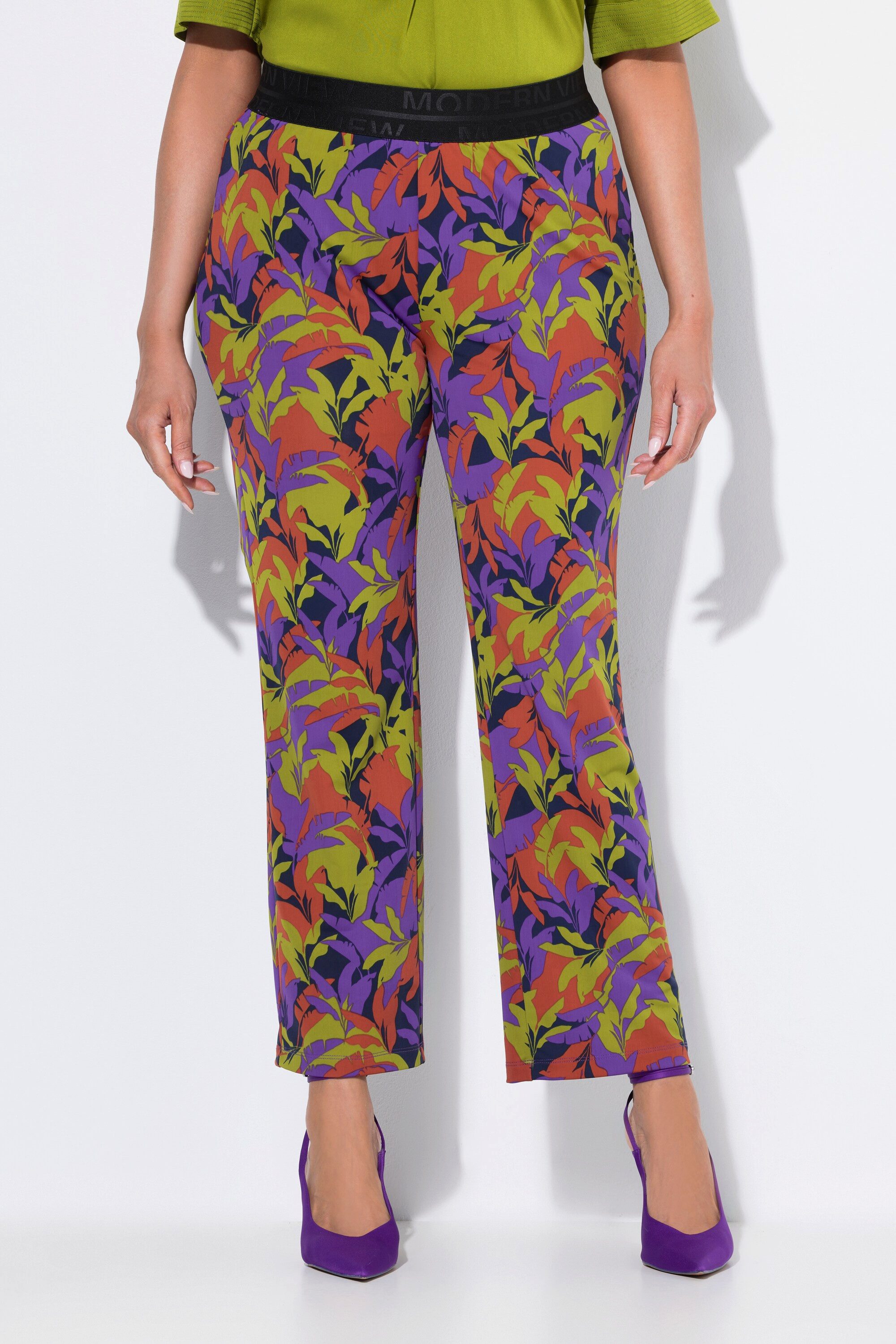 Ulla Popken Schlupfhose Jerseyhose Sienna Blätter schmales Bein