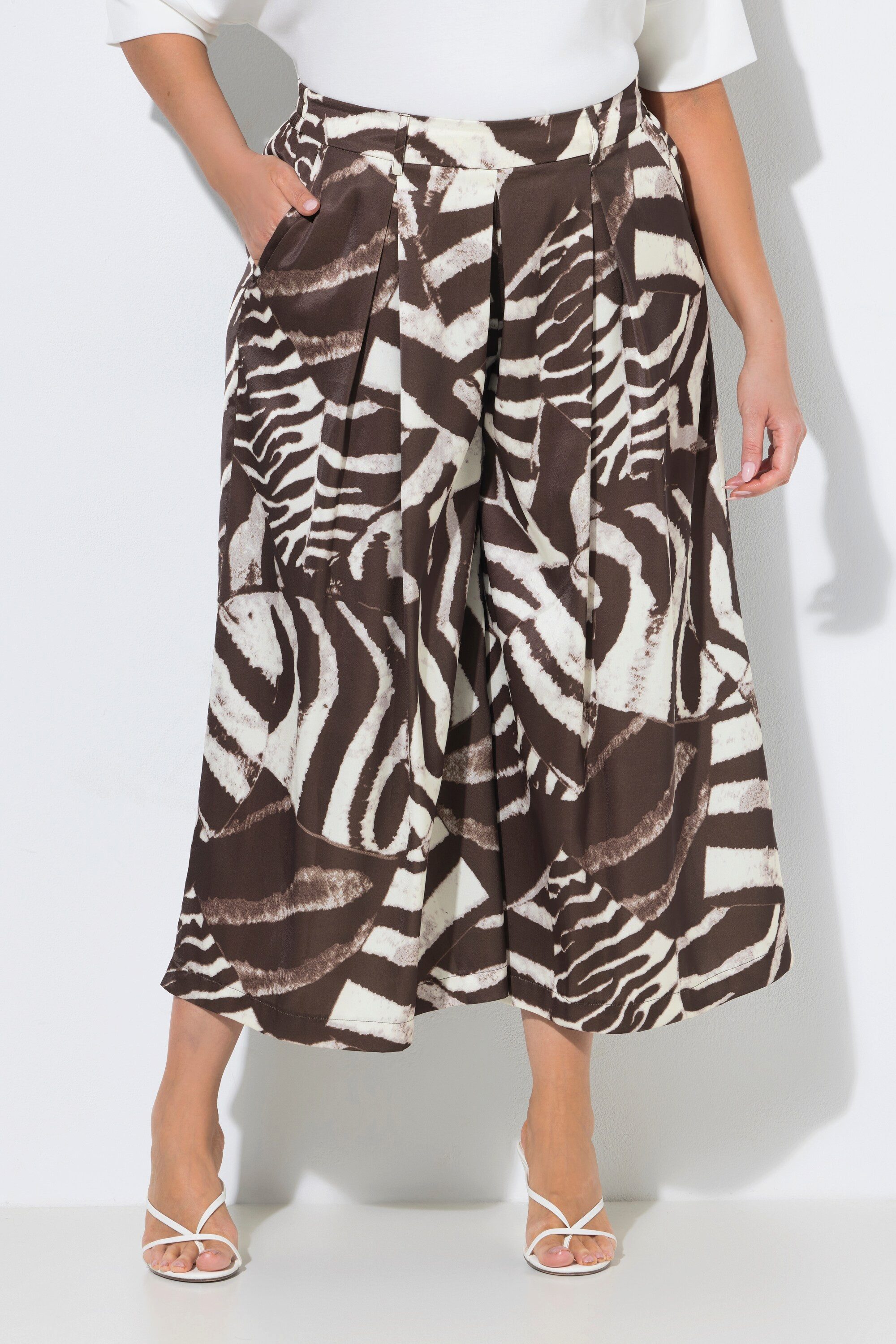 Ulla Popken Culotte Hosenrock Zebra extraweites Bein Komfortbund