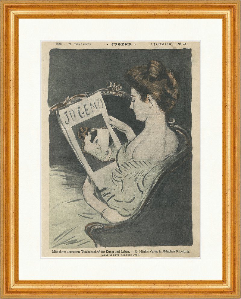 Kunstdruck Titelblatt 21. November Nr. 47 I. Jahrgang Sessel Jugend Gerahmt 5247, (1 St)