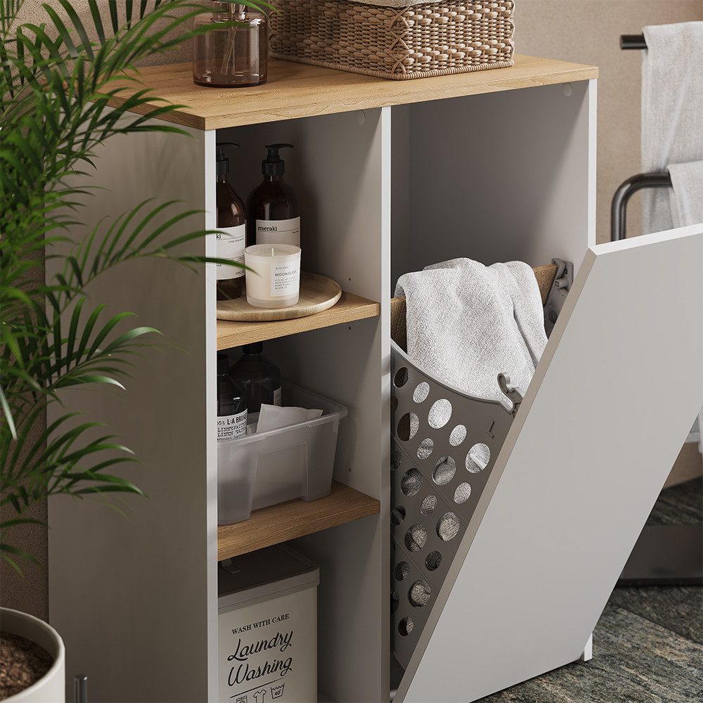 Vicco Wäscheschrank Viktor, Weiß/Artisan, 68 x 88.2 cm mit offenen Regalen günstig online kaufen