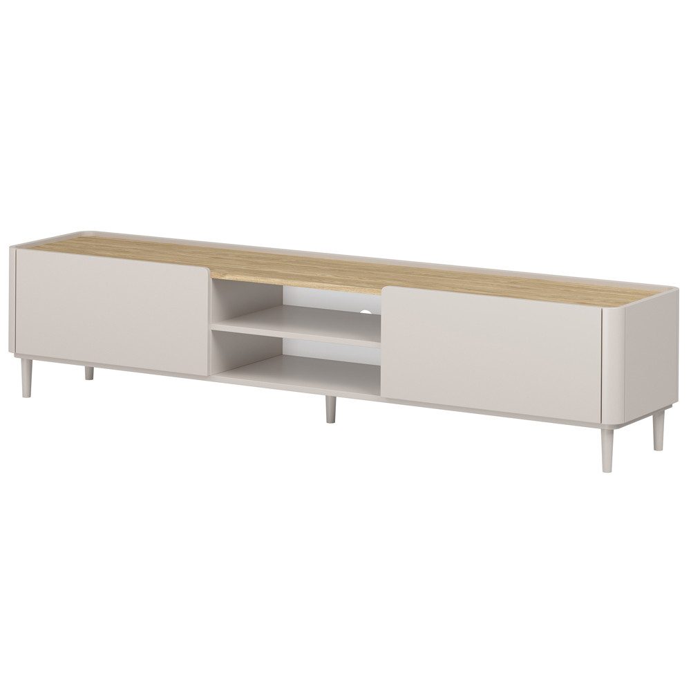 Lomadox Lowboard ELOY-141, Kaschmir Beige Eiche Dekor 220 cm Holzfüße grifflos Softclose