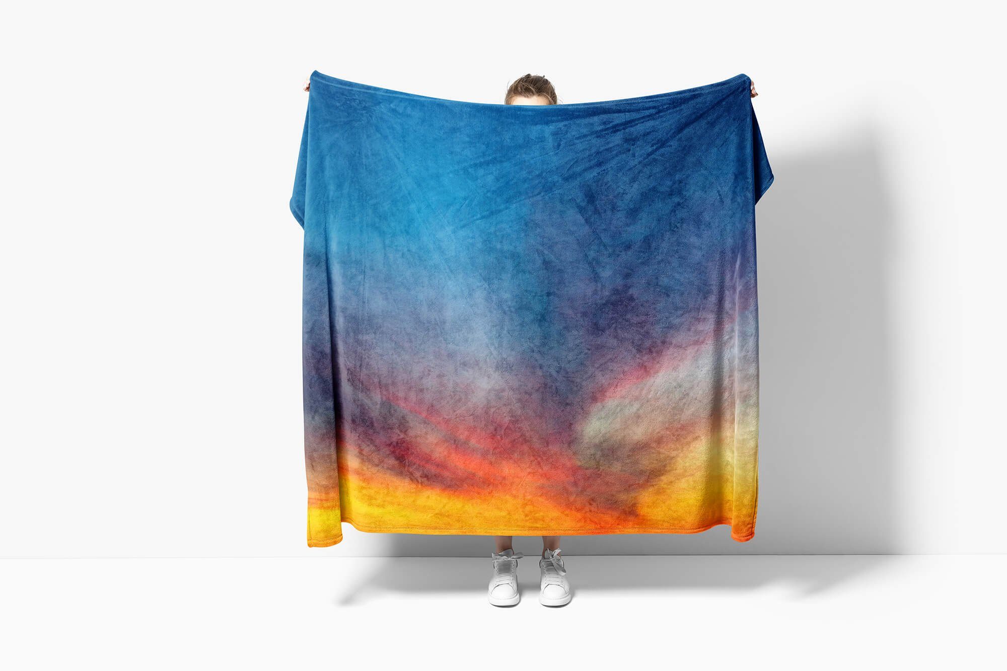 S, Art Handtücher Kuscheldecke Saunatuch Handtuch Fotomotiv Baumwolle-Polyester-Mix Strandhandtuch Himmel mit Abendröte Sinus (1-St), Handtuch