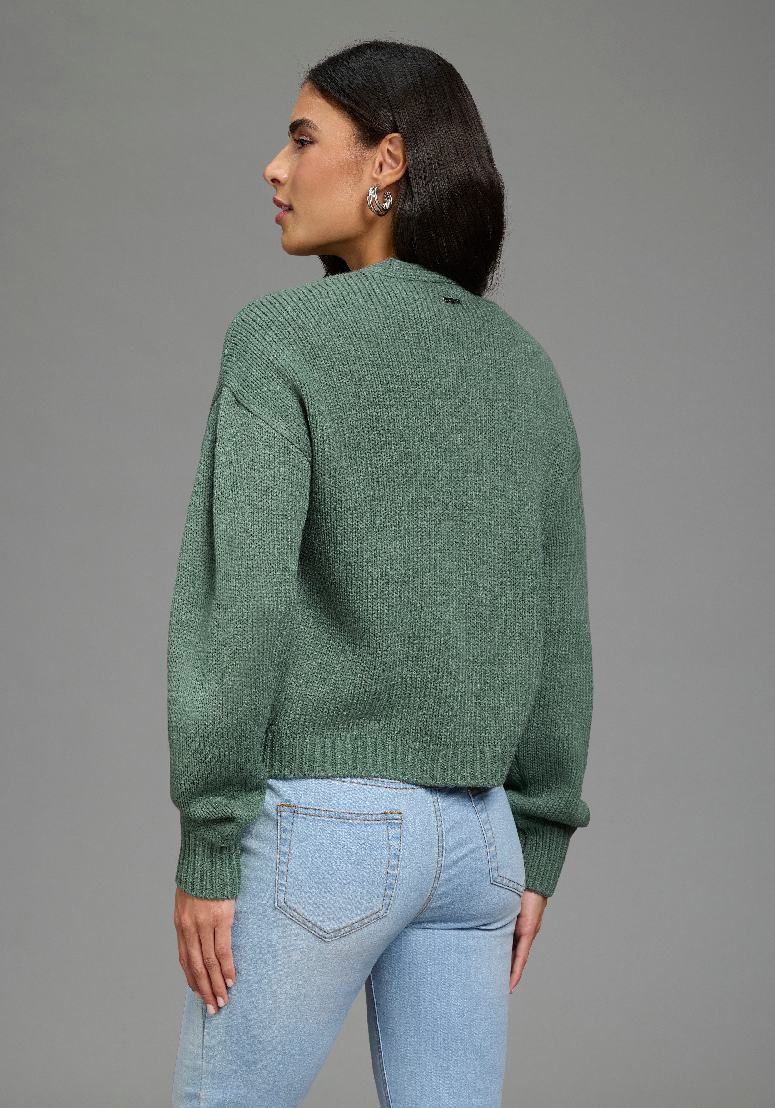 Laura Scott Strickjacke mit Oversize-Passform in melierter Optik