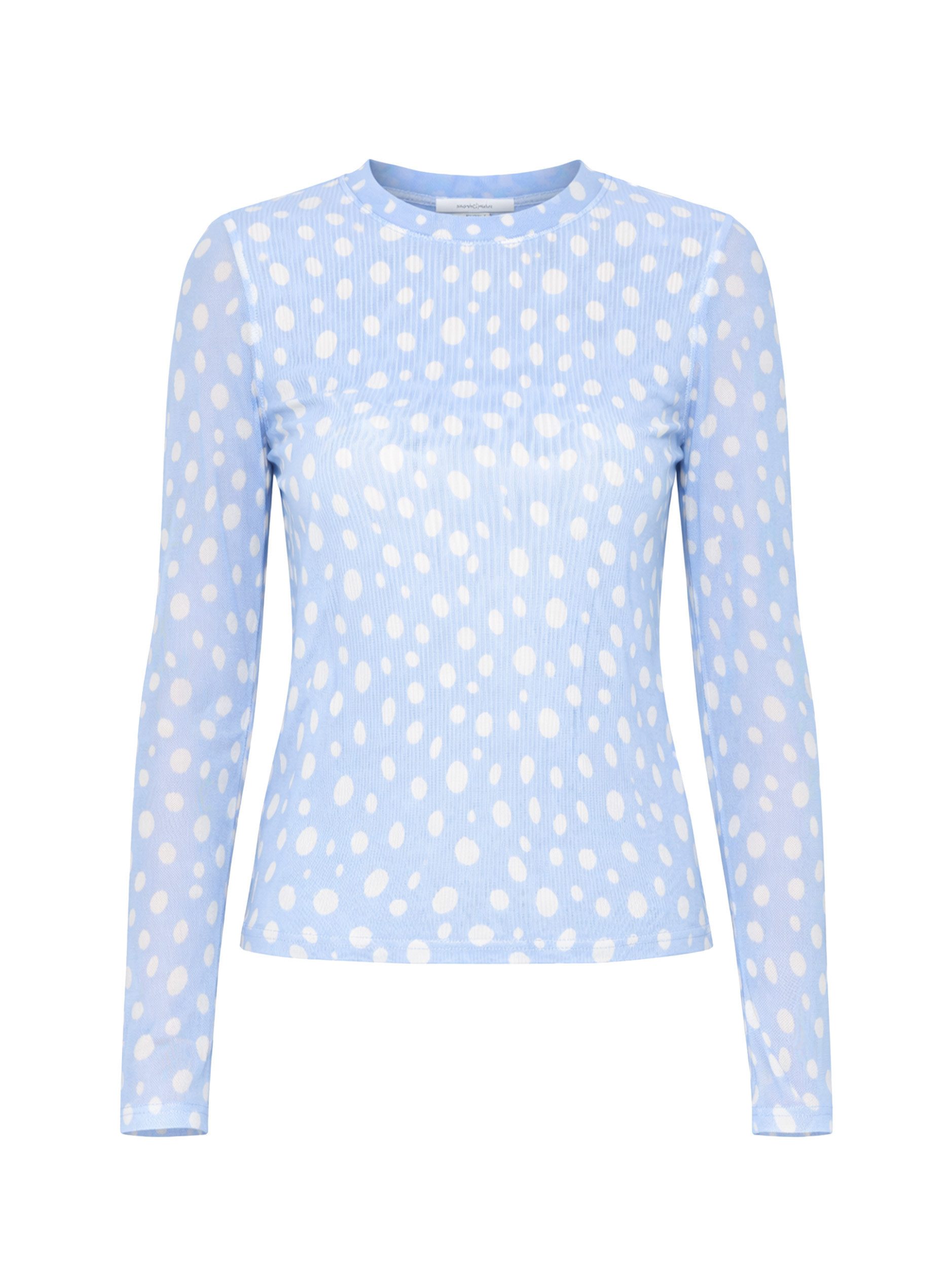 Langarmshirt Getupftes Mesh Shirt für Damen