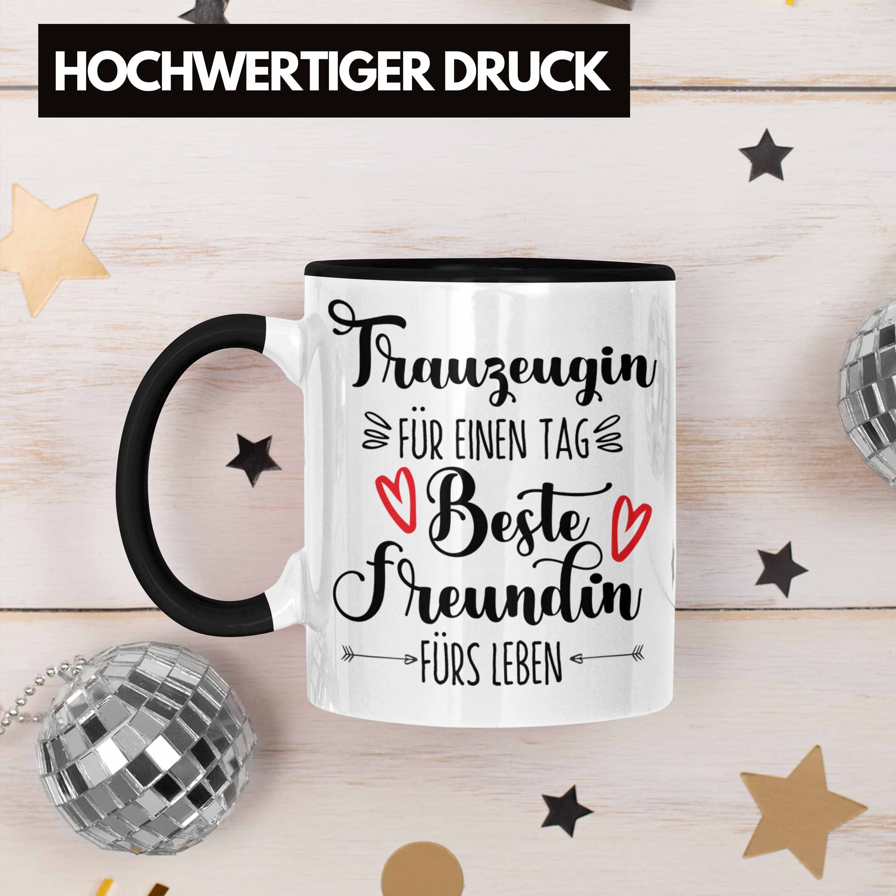 Trendation Tasse Überraschung Trauzeugin Tasse Schwarz Freundin Trauzeugi Beste Beste Geschenk