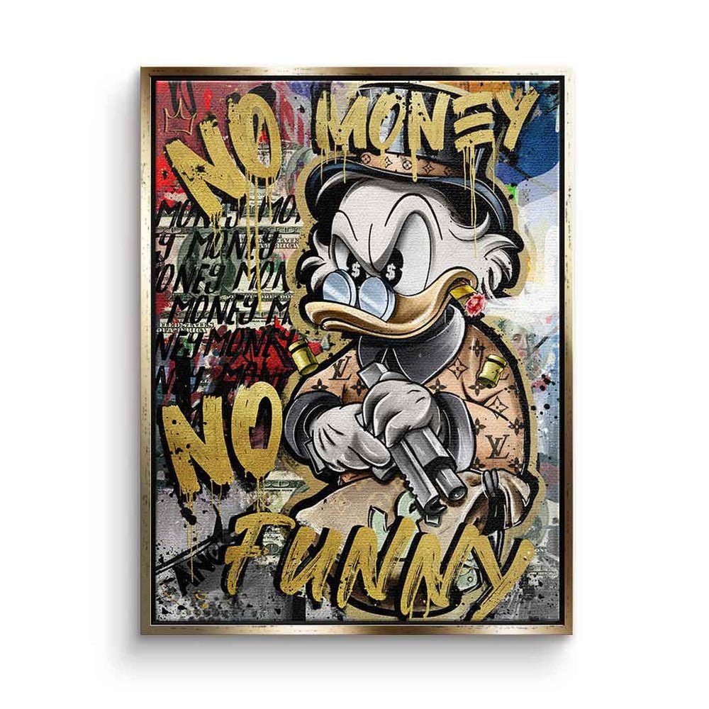 DOTCOMCANVAS® Leinwandbild, Limitiertes Kunstwerk Luxus - - Wandbild Rahmen No silberner Duck Money