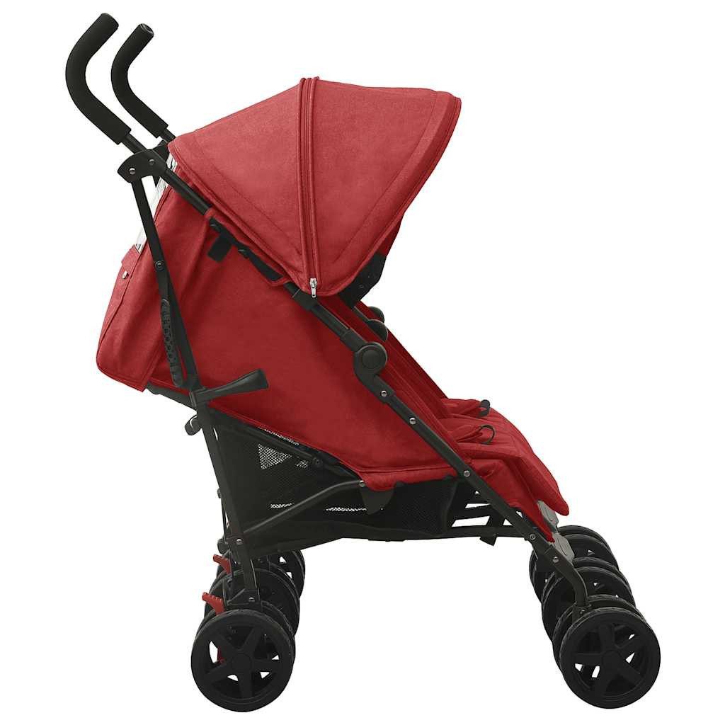 vidaXL Kinder-Buggy Geschwisterwagen Rot Stahl