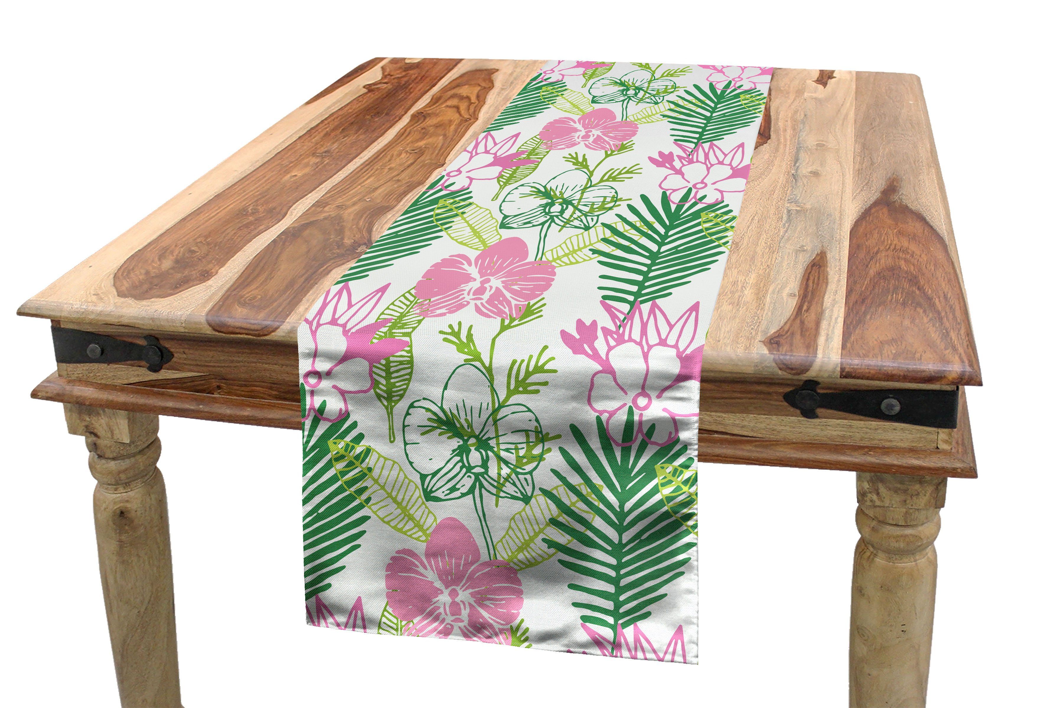 Abakuhaus Tischläufer Esszimmer Küche Dekorativer Blüten-Blumen Rechteckiger Tischläufer, Blätter Pinnation