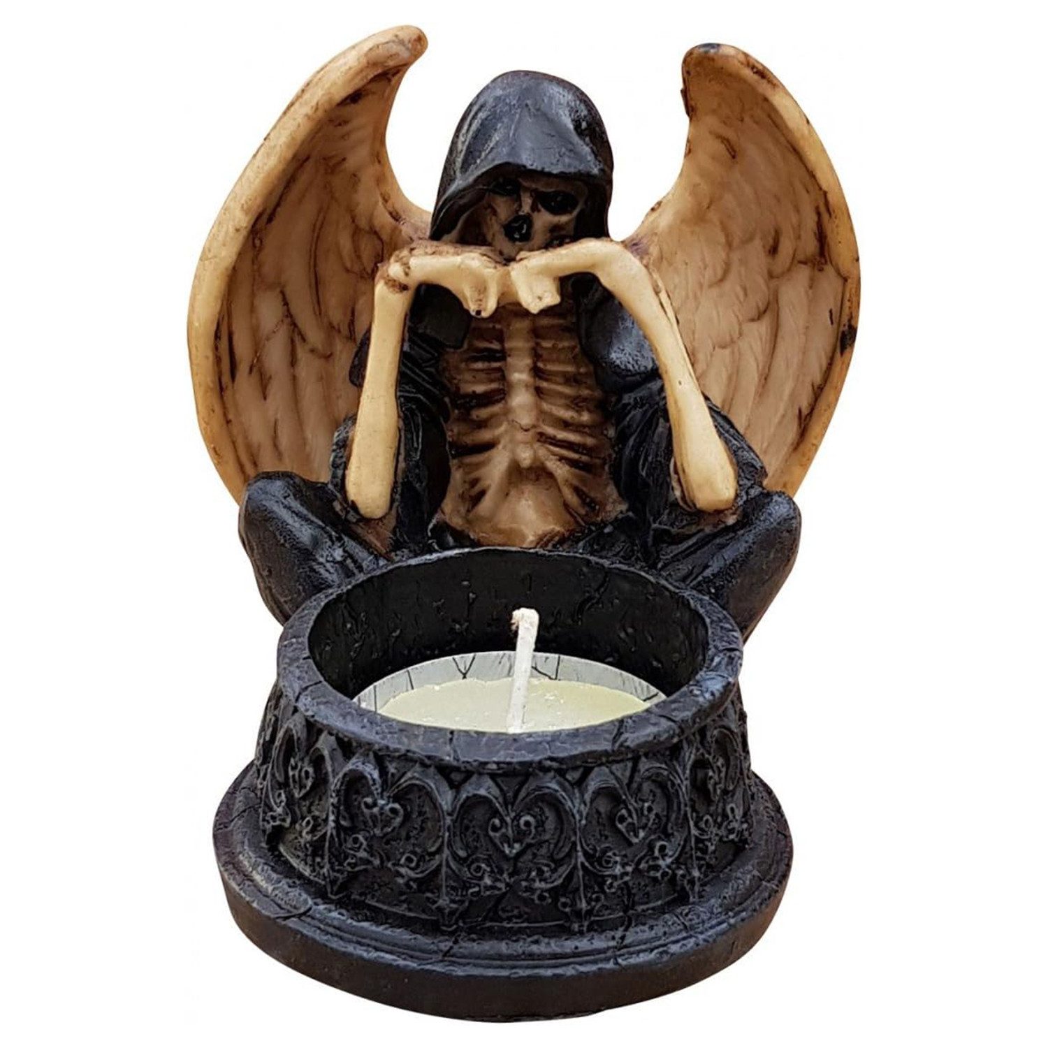 Teelichthalter Teelicht Teelichthalter als Todesengel Totenkopf Gothic Mystik