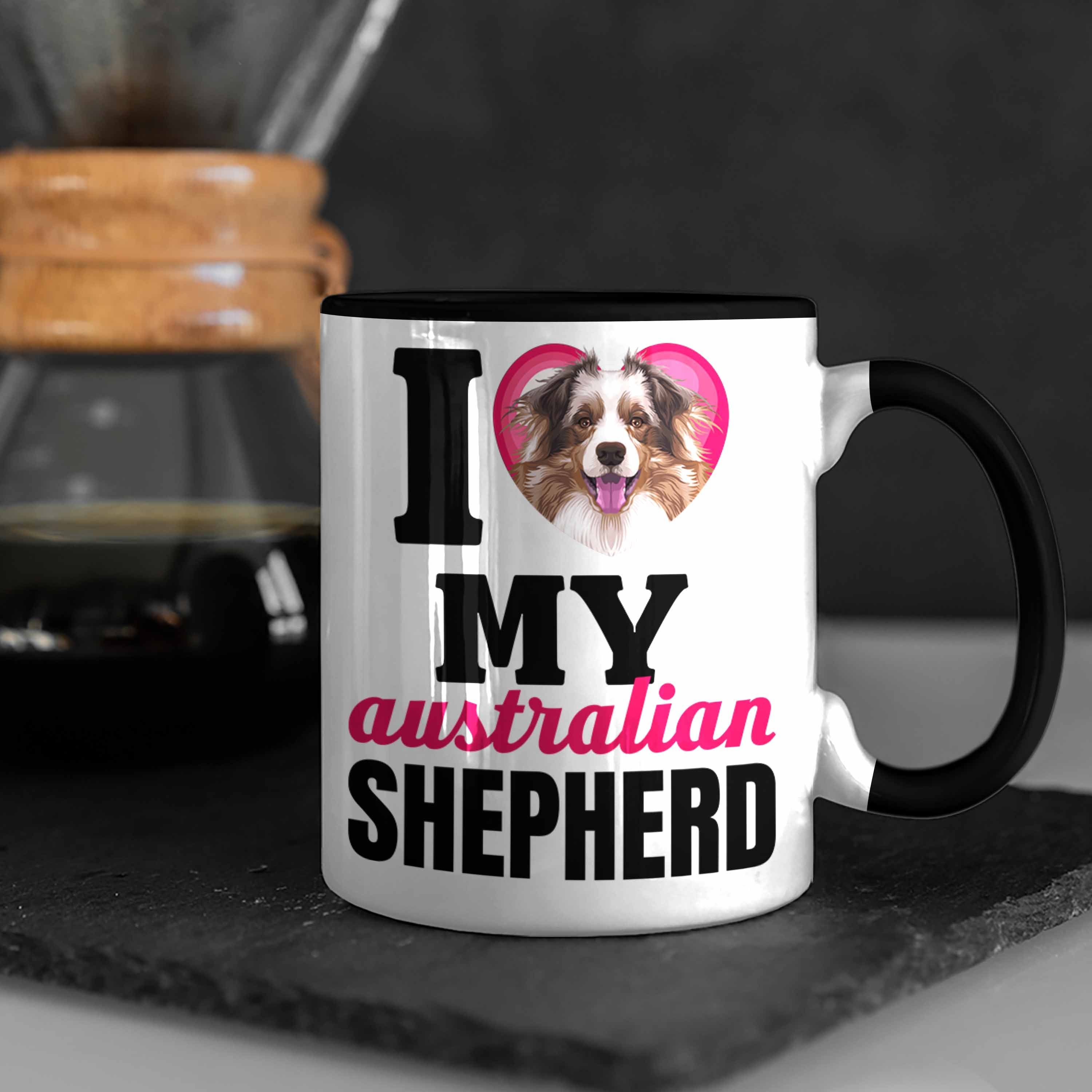 Trendation Tasse Australian Lustiger Shepherd Geschenk Tasse Geschenk Schwarz Spruch Besitzerin