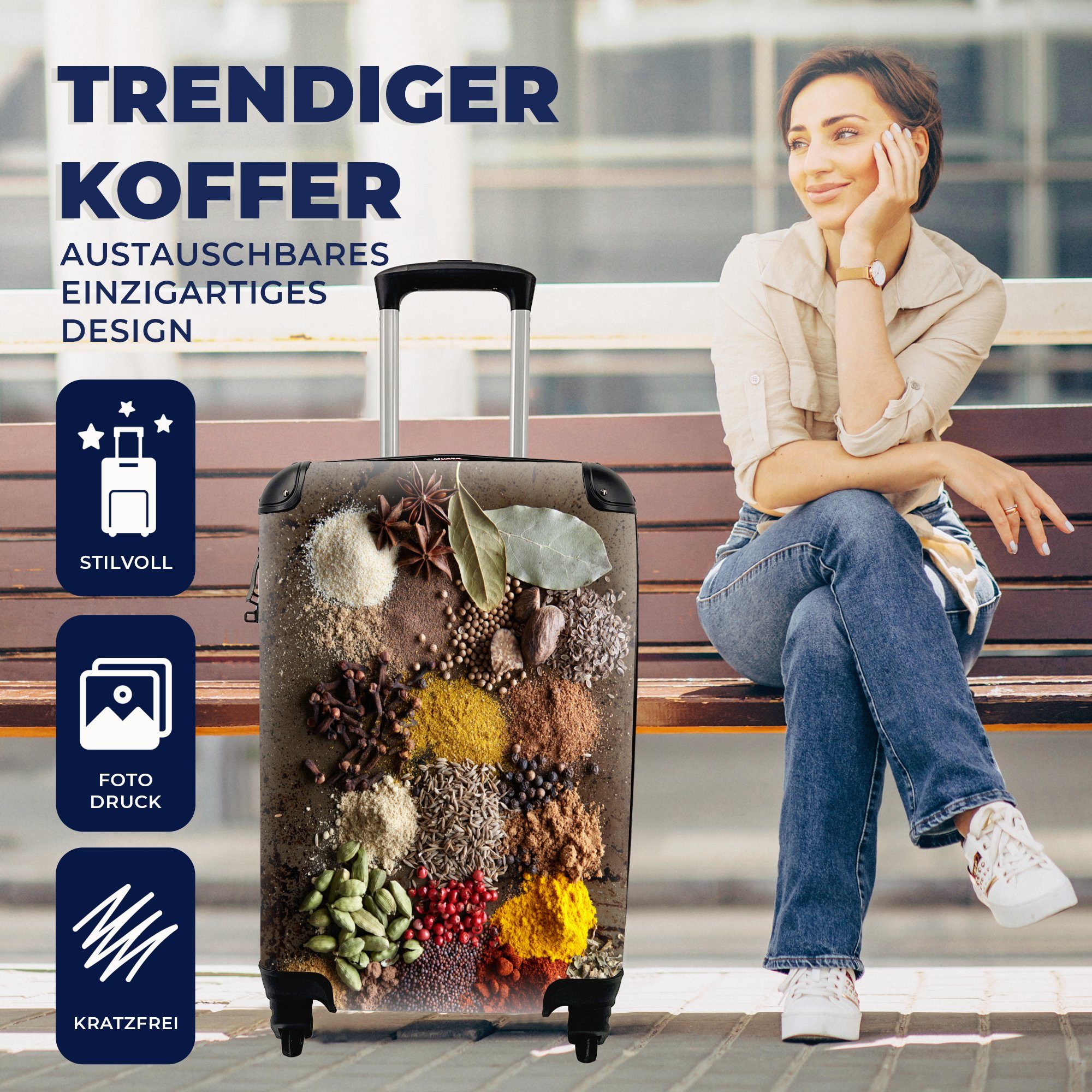 4 Gewürze Handgepäck Reisetasche MuchoWow Reisekoffer Rollen, rollen, für mit gemischt, Handgepäckkoffer zusammen Trolley, Ferien,