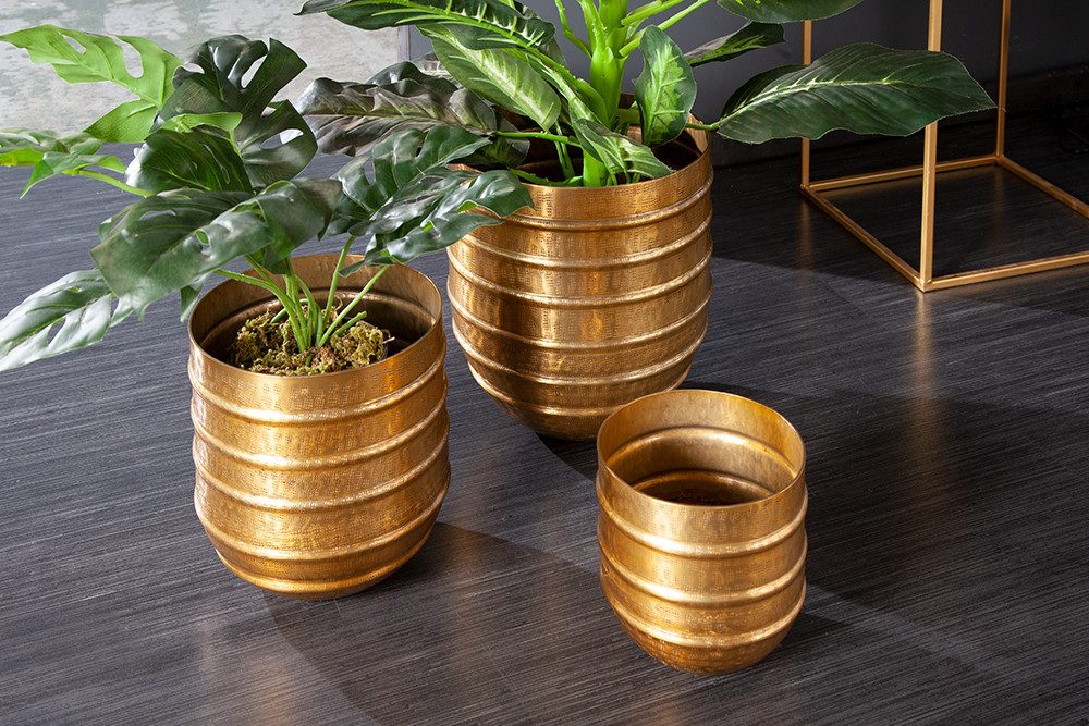 riess-ambiente Übertopf ORIENT gold (Set, 3 St), Vase · für Pflanzen · Metall · Handarbeit · Dekoration