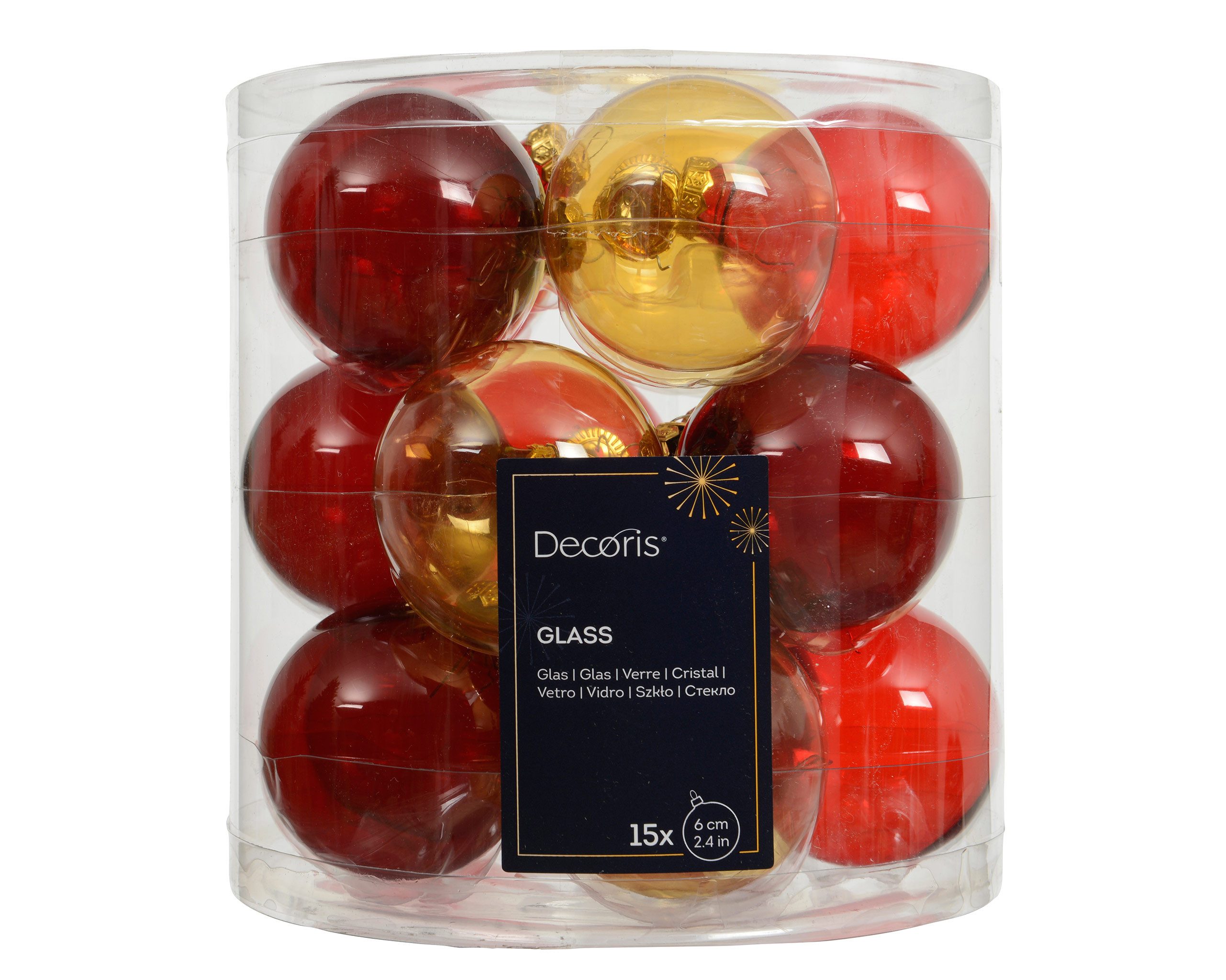 Kaemingk Weihnachtsbaumkugel, Weihnachtskugeln Glas 6cm 15 Stück - Rot / Go günstig online kaufen
